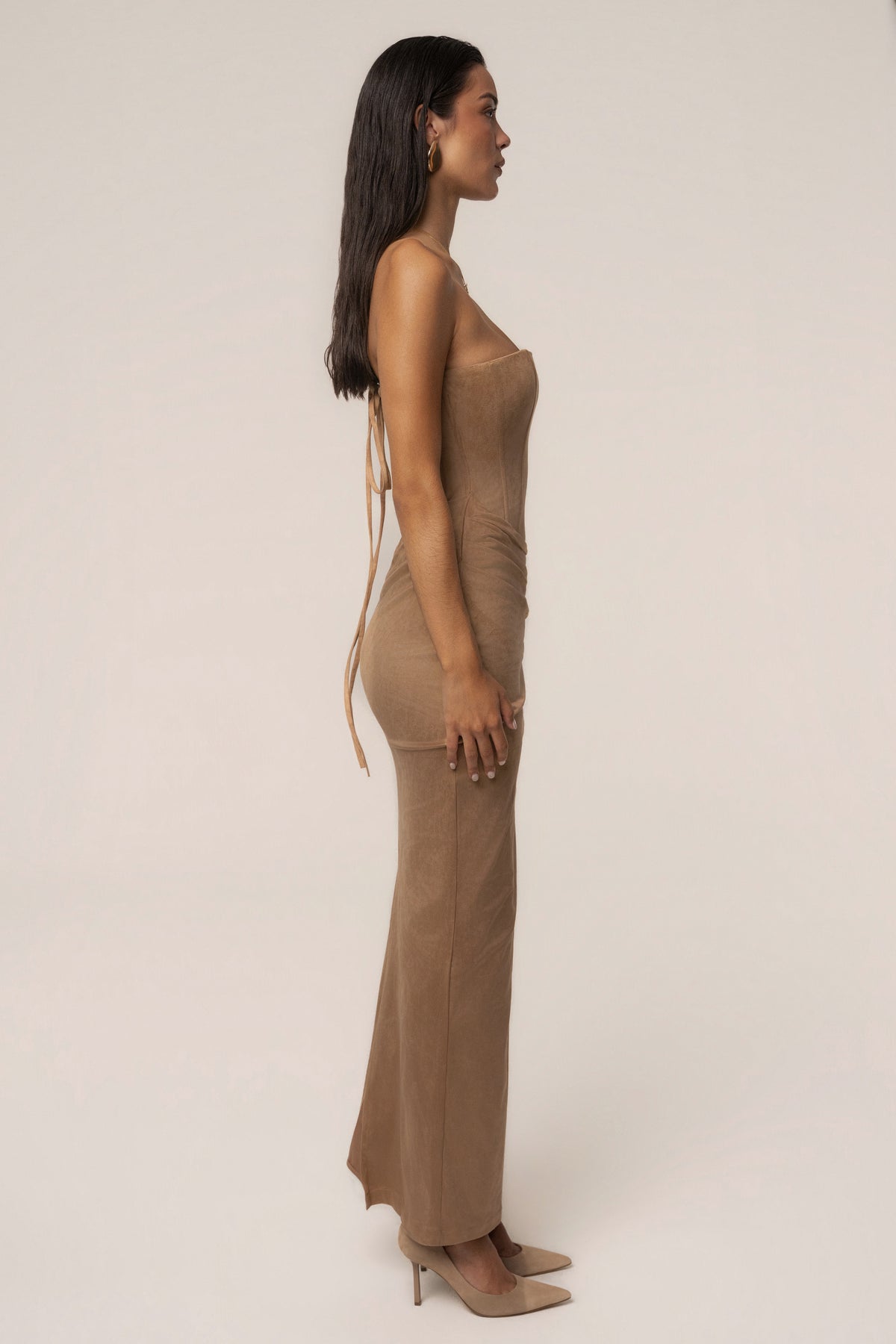 PRE-ORDER Beige Journey Suede Dress