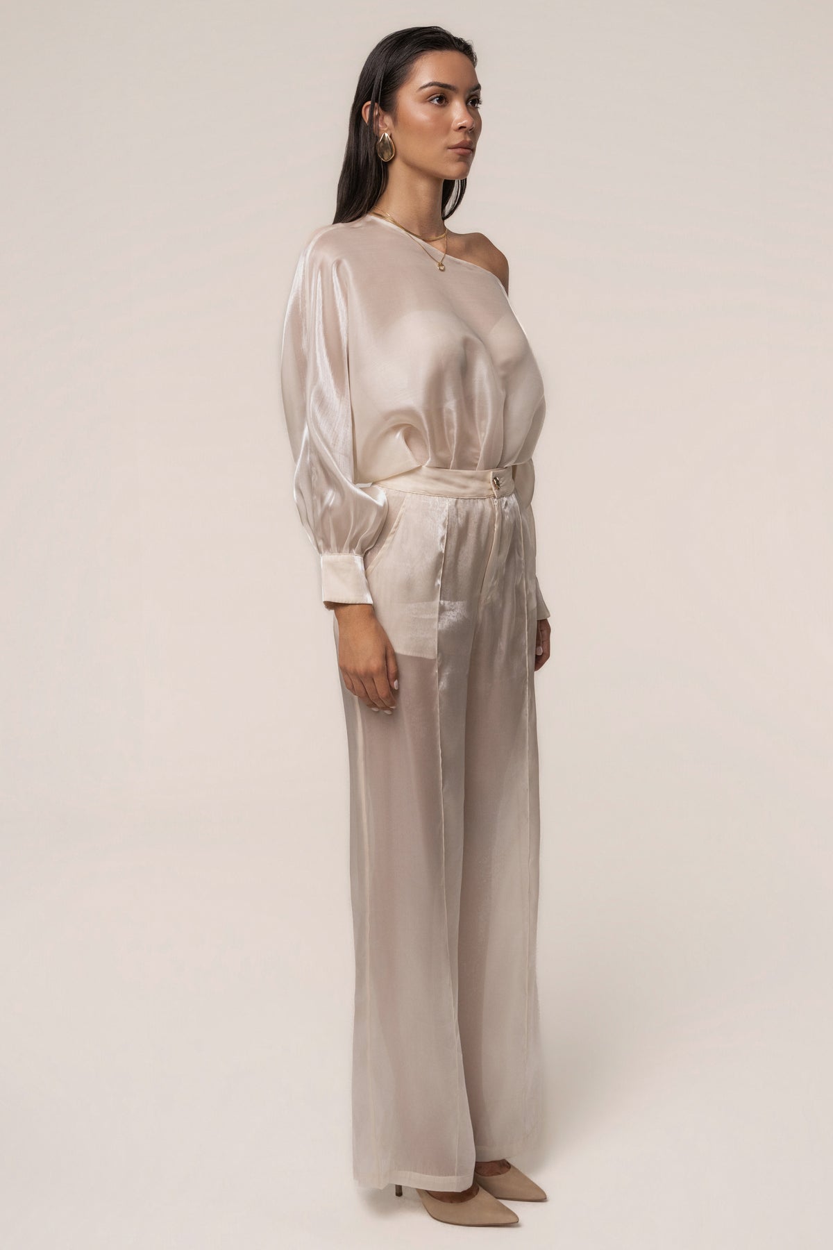 Cream Resort Glow Organza Bodysuit