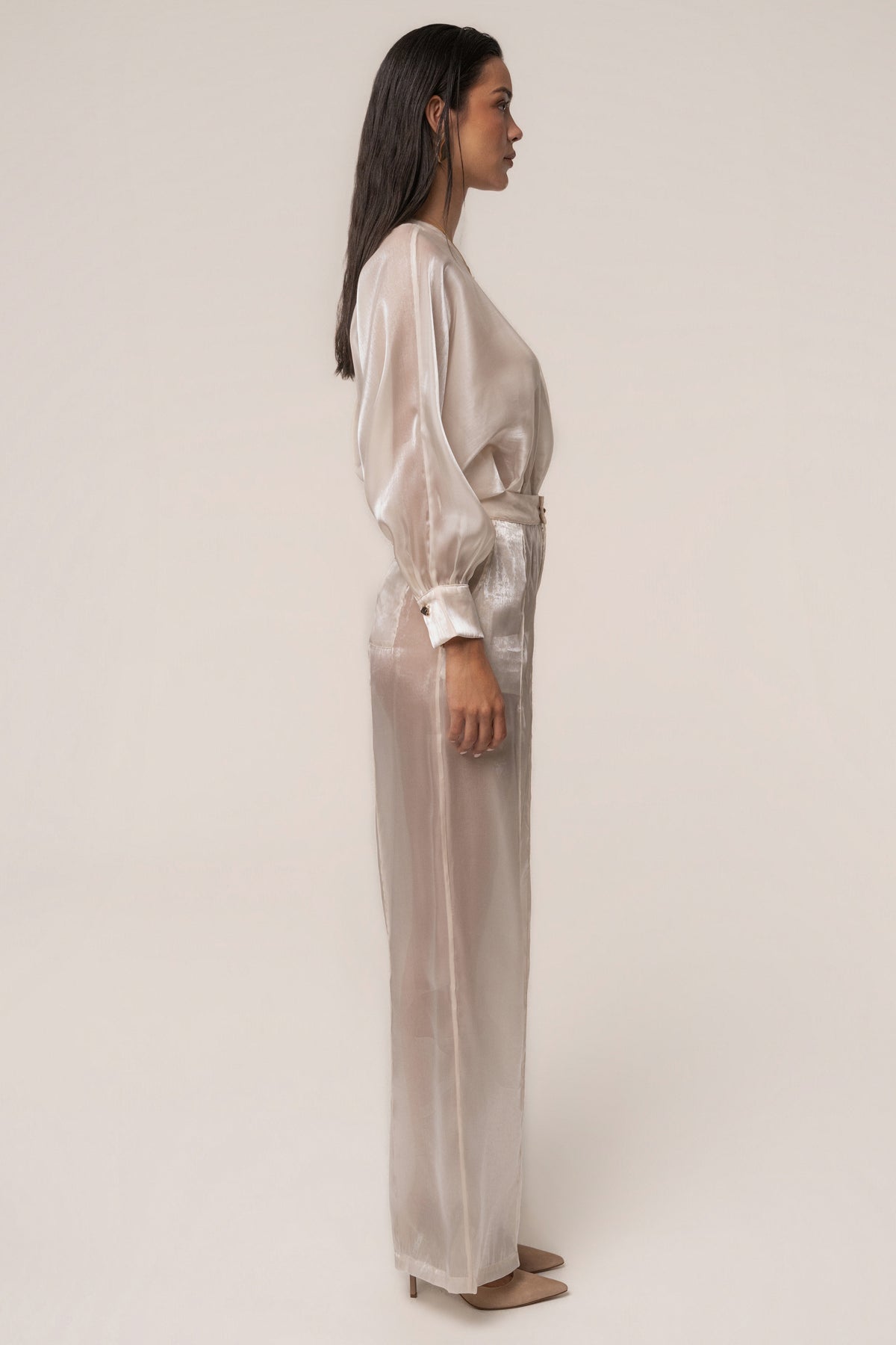 Cream Resort Glow Organza Bodysuit