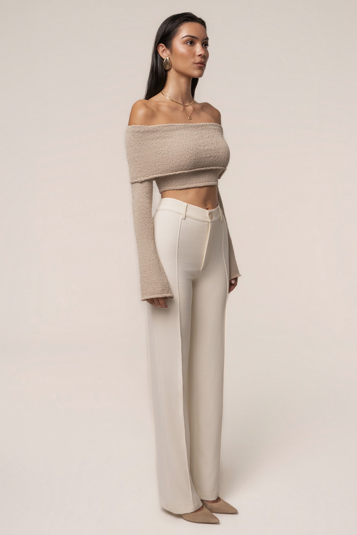 Taupe Soft Touch Knit Crop Top