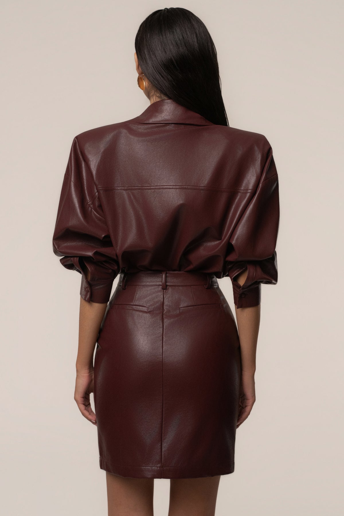 Burgundy Unstoppable PU Leather Bodysuit