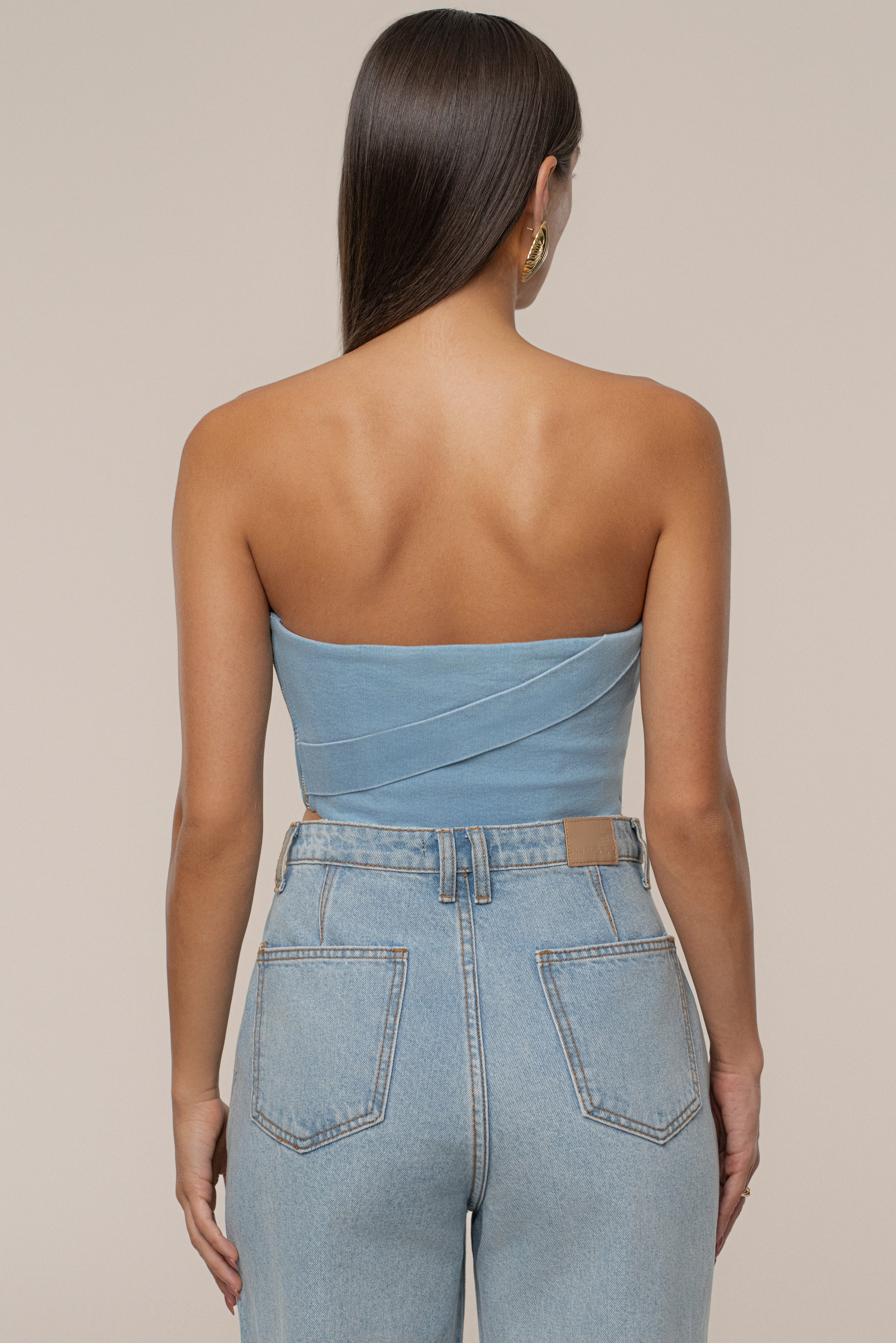Light Wash Teyana Denim Bustier - JLUXLABEL