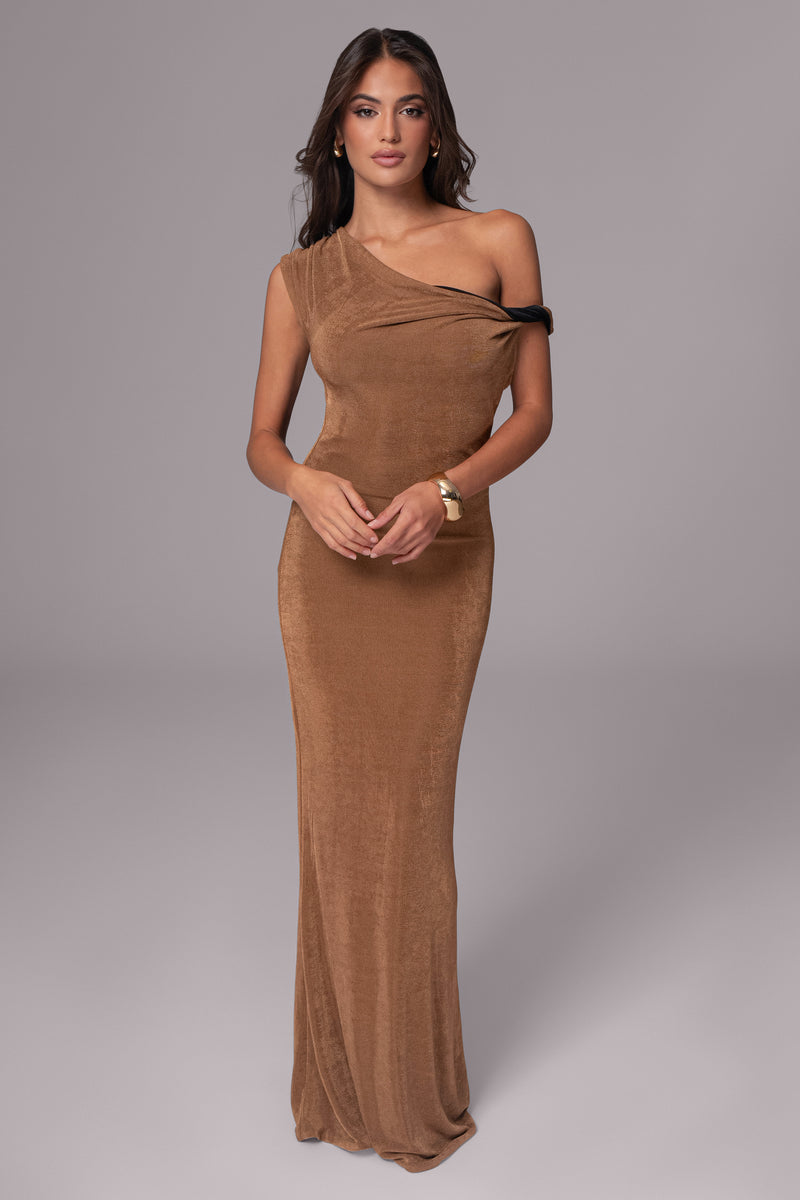 Black/Brown Classic Elegance Reversible Maxi Dress