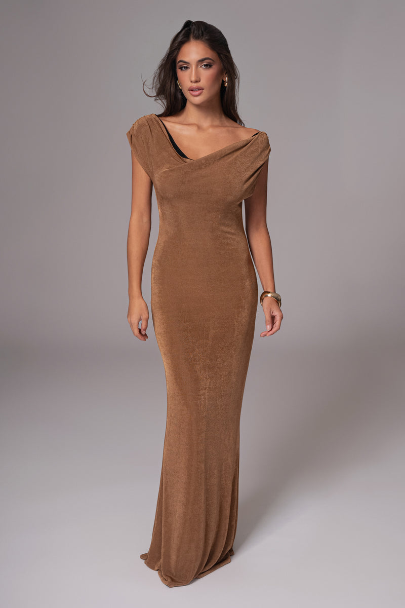 Black/Brown Classic Elegance Reversible Maxi Dress