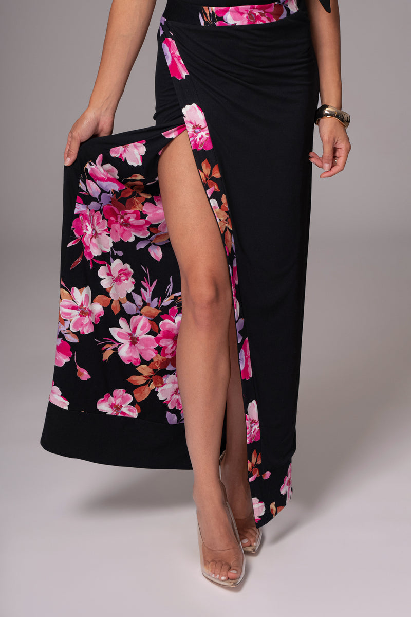 Black Floral Kamie Reversible Skirt Set