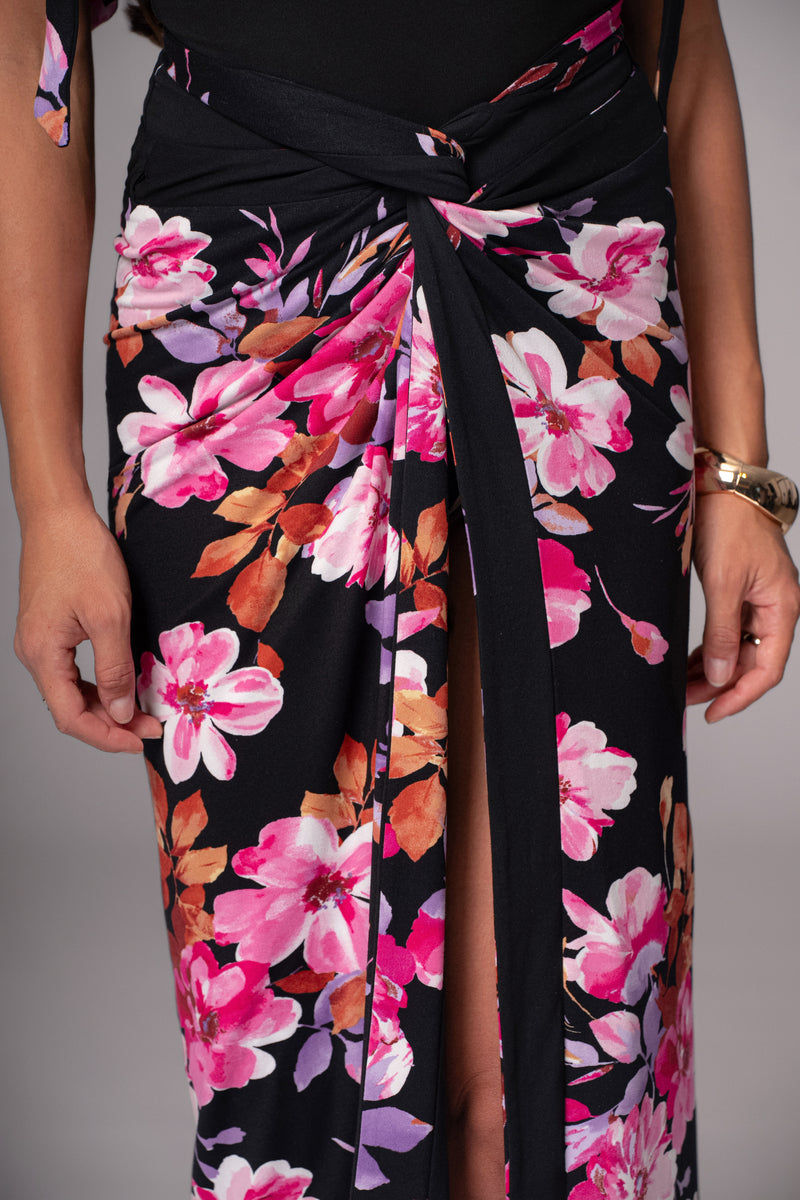 Black Floral Kamie Reversible Skirt Set