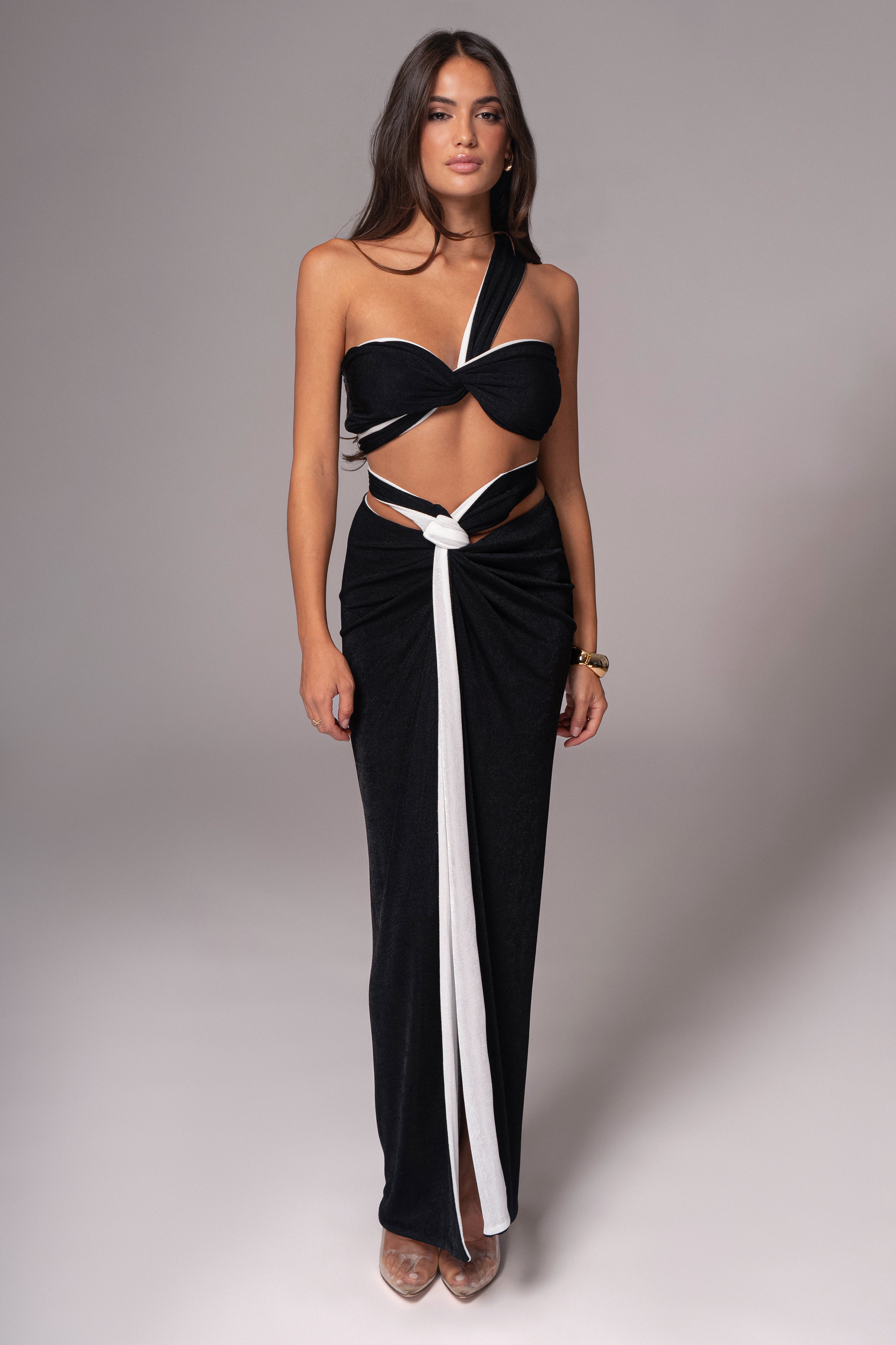 White/Black Venus Reversible Skirt Set - JLUXLABEL