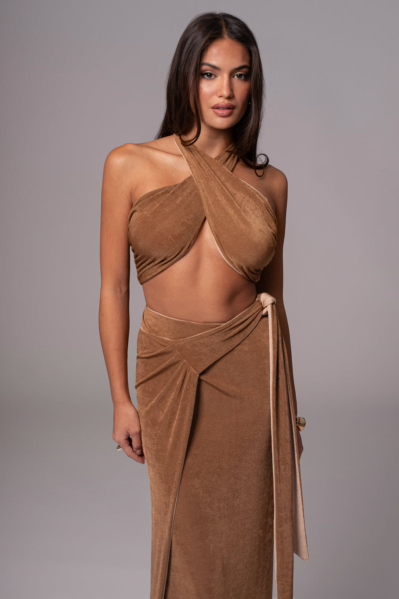 Brown/Beige Venus Reversible Skirt Set