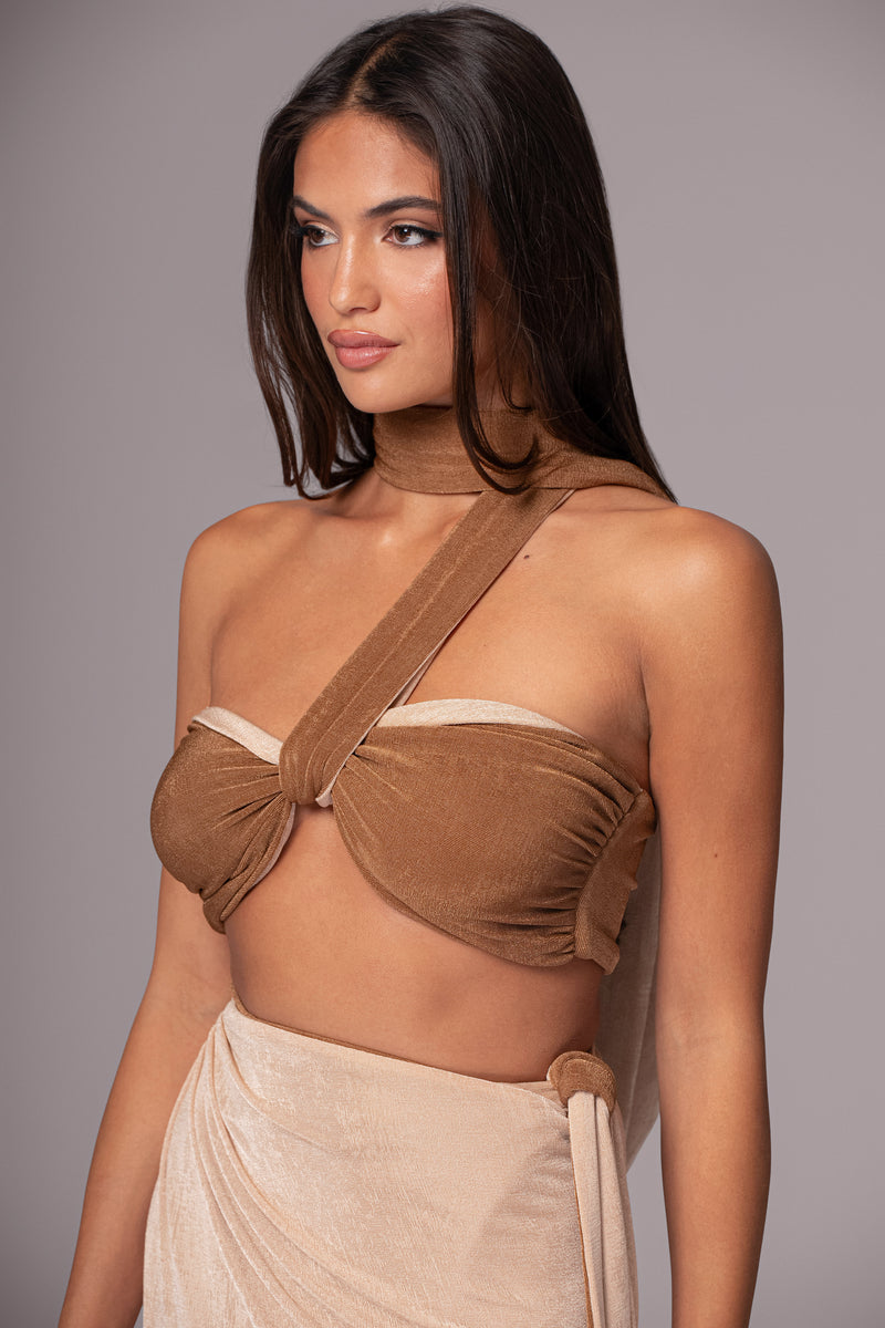 Brown/Beige Venus Reversible Skirt Set