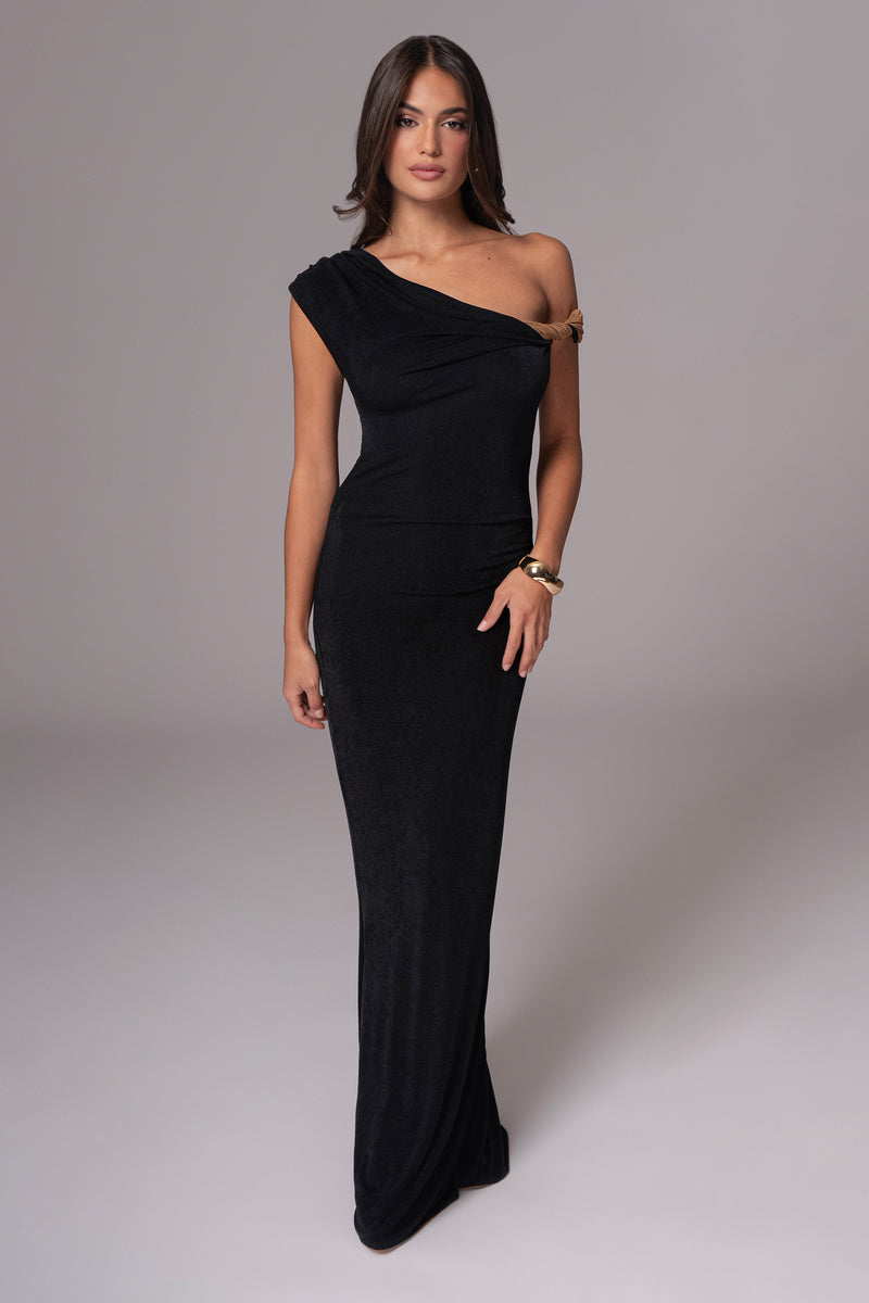 Robe maxi réversible élégance classique noire/brune