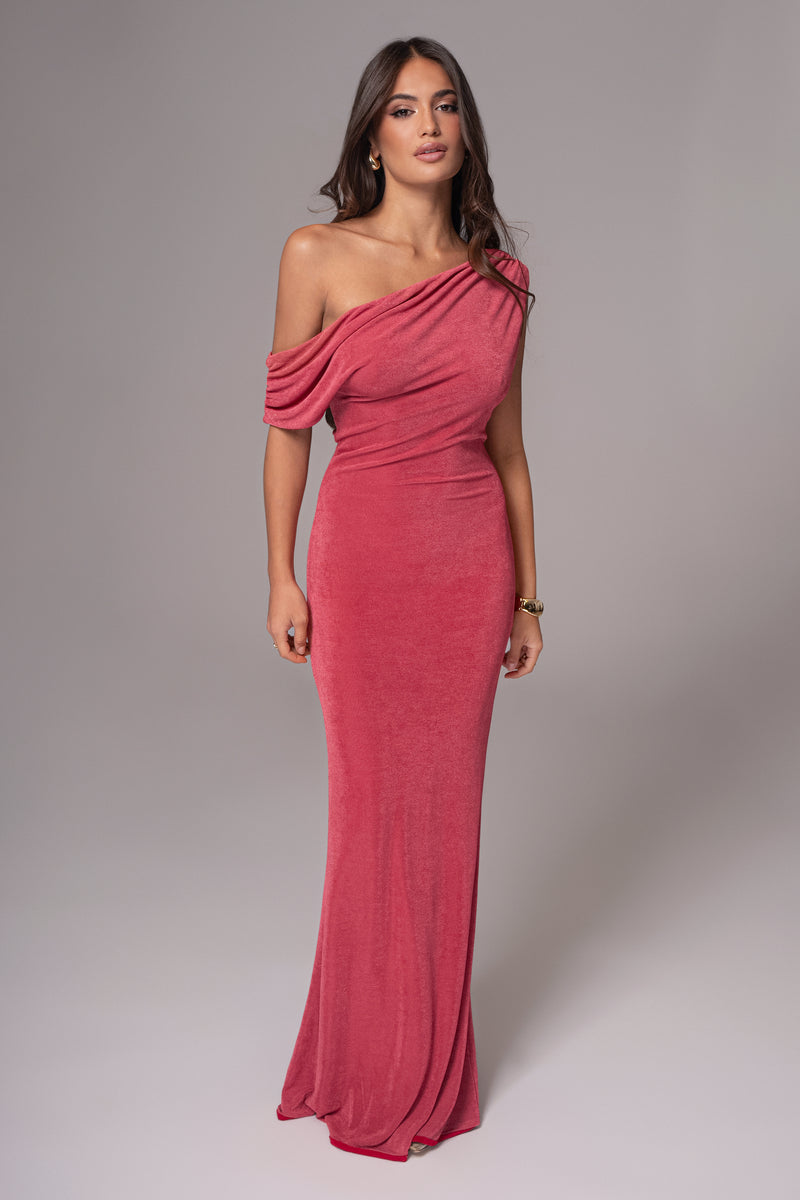 Robe Maxi Réversible Élégance Classique Baie/Rouge