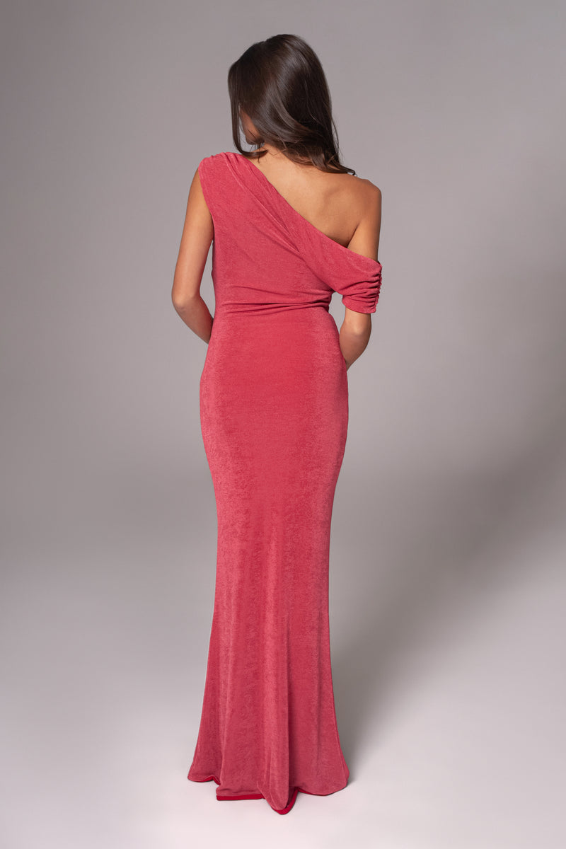 Robe Maxi Réversible Élégance Classique Baie/Rouge