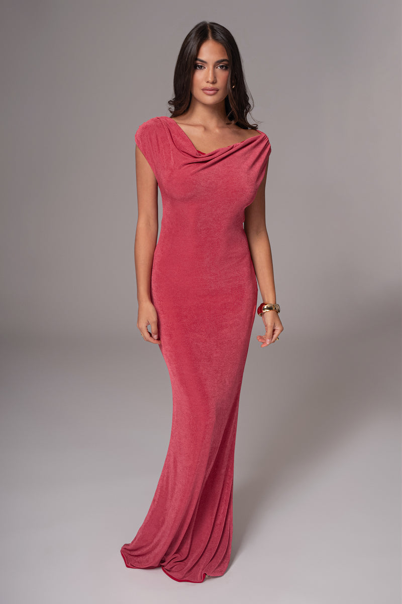 Robe Maxi Réversible Élégance Classique Baie/Rouge