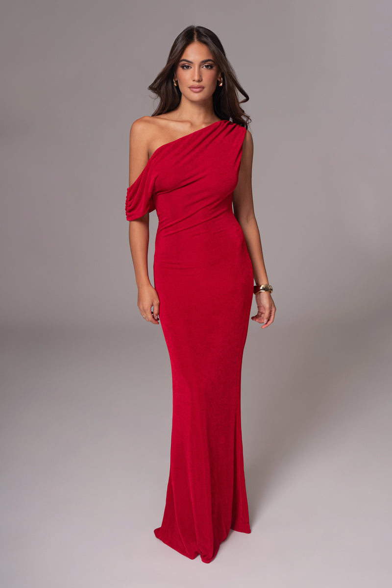 Robe Maxi Réversible Élégance Classique Baie/Rouge