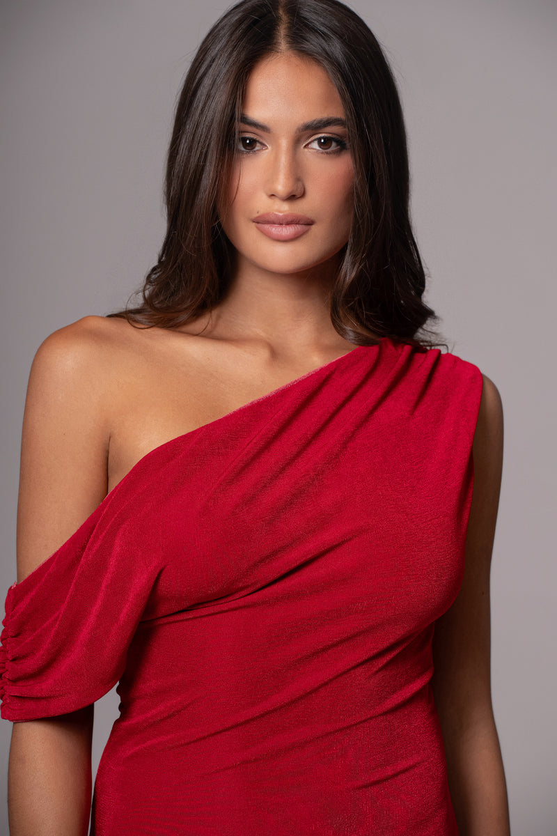 Robe Maxi Réversible Élégance Classique Baie/Rouge