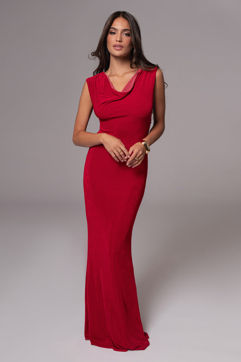 Robe Maxi Réversible Élégance Classique Baie/Rouge