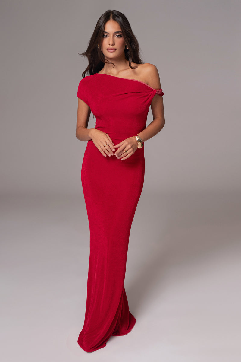 Robe Maxi Réversible Élégance Classique Baie/Rouge