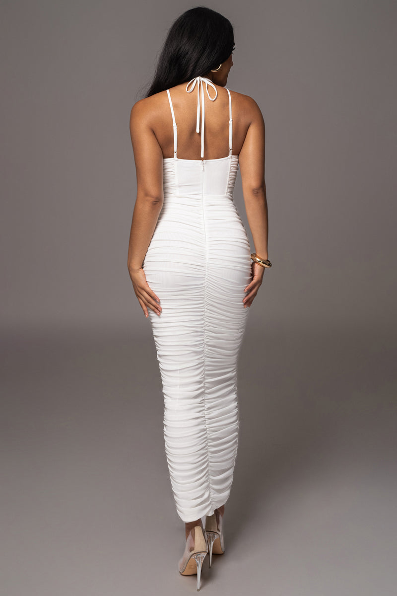 White Elite Mesh Maxi Dress – JLUXLABEL