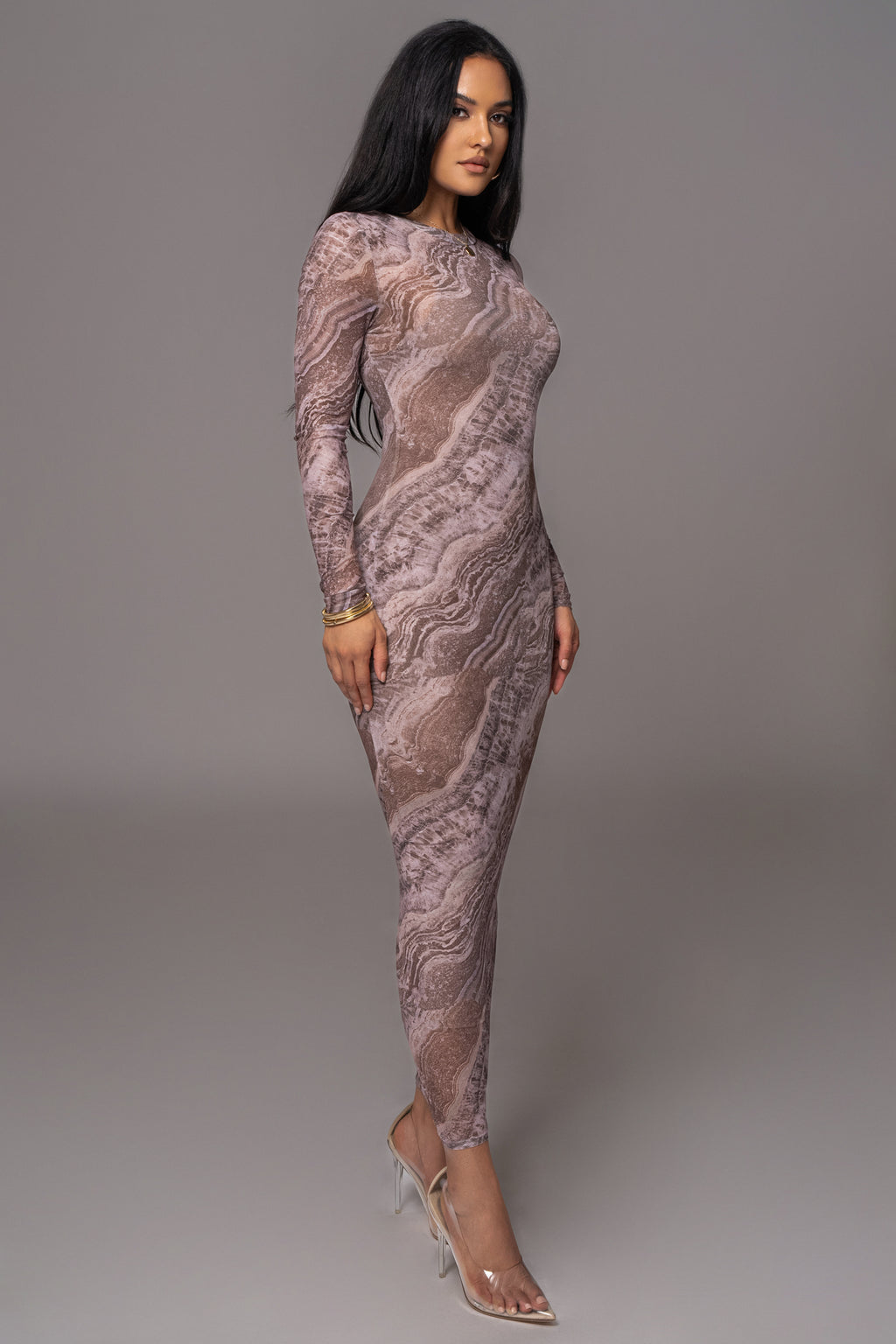 Brown & Apricot Bandeau Maxi Dress X30011, LASCANA
