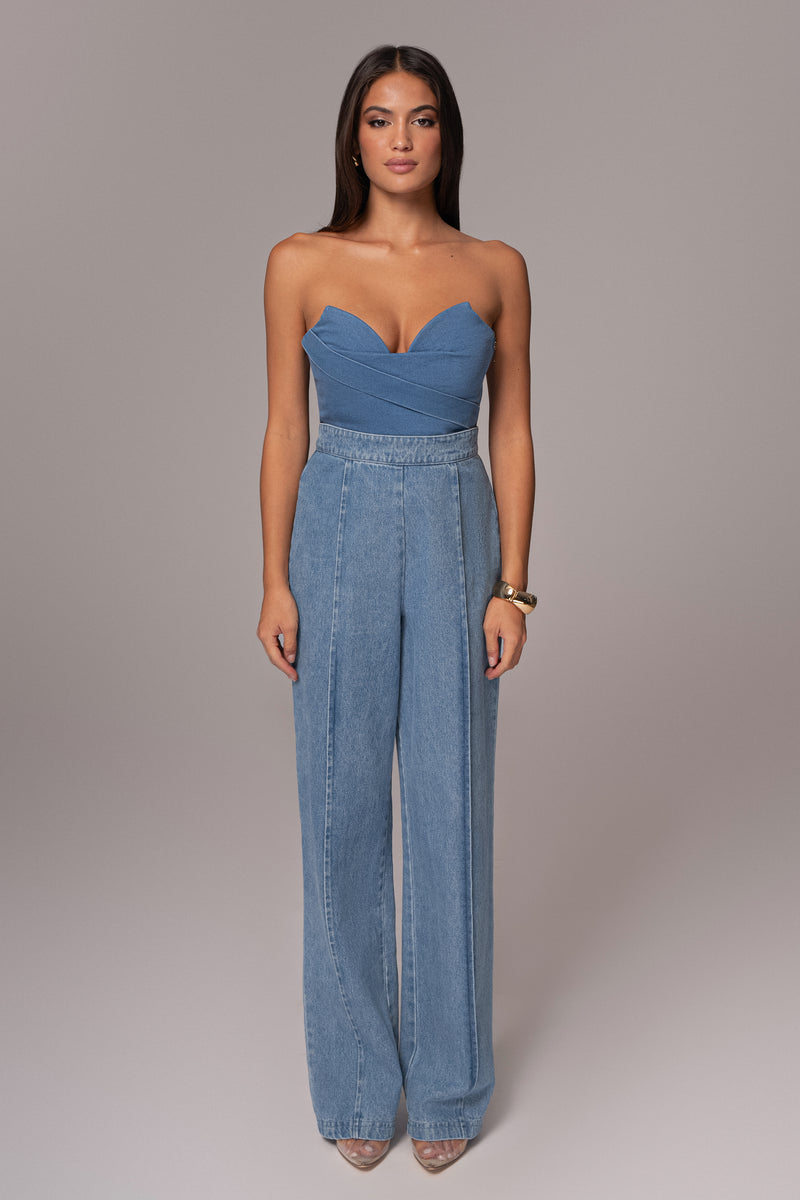 Medium Wash Teyana Denim Bustier