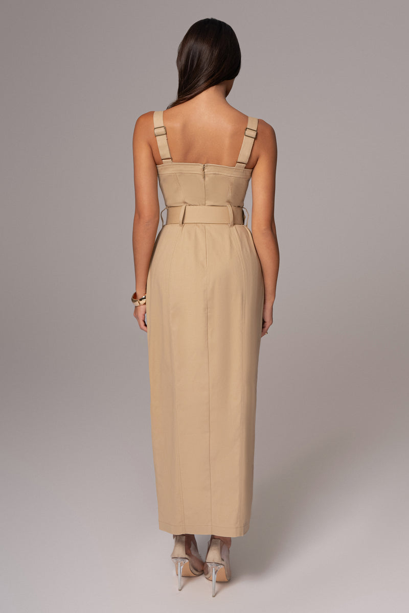 Khaki Forever Summer Belted Dress