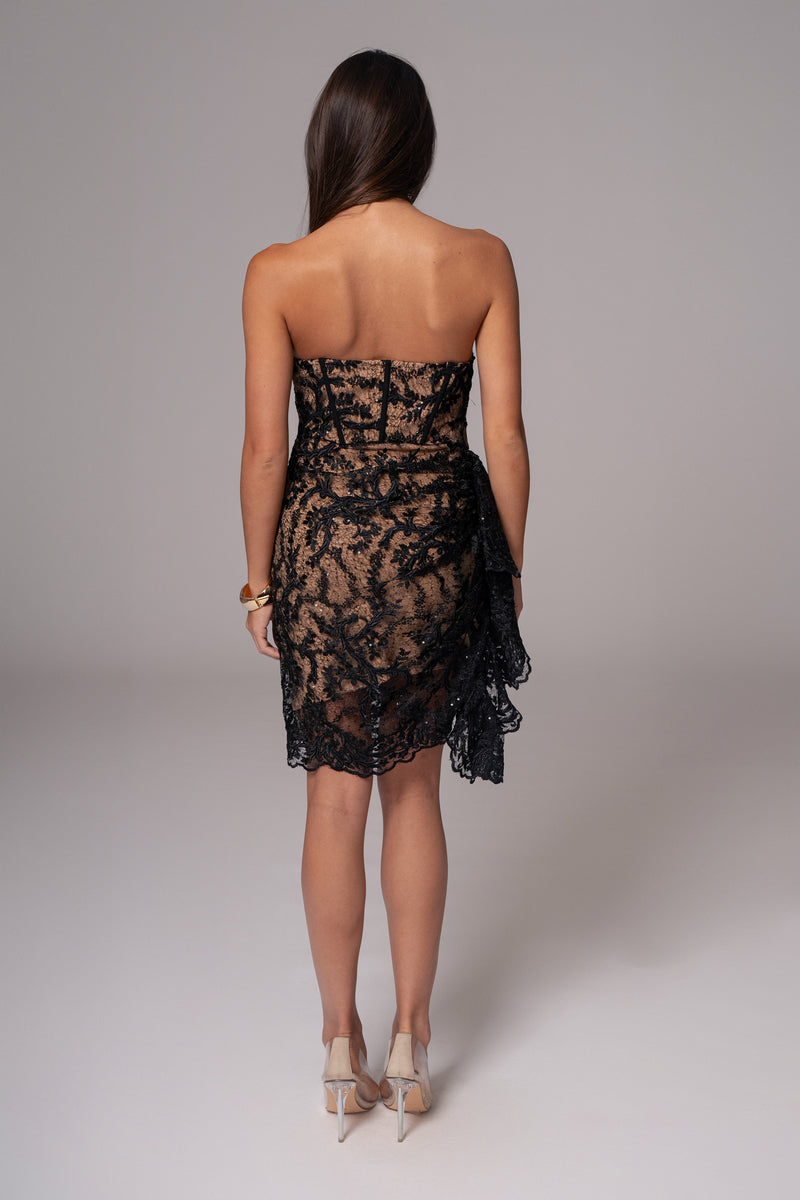 Robe mini en dentelle noire Marilyn