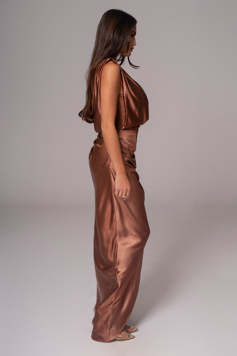 Chocolate Anastacia Drape Maxi Dress