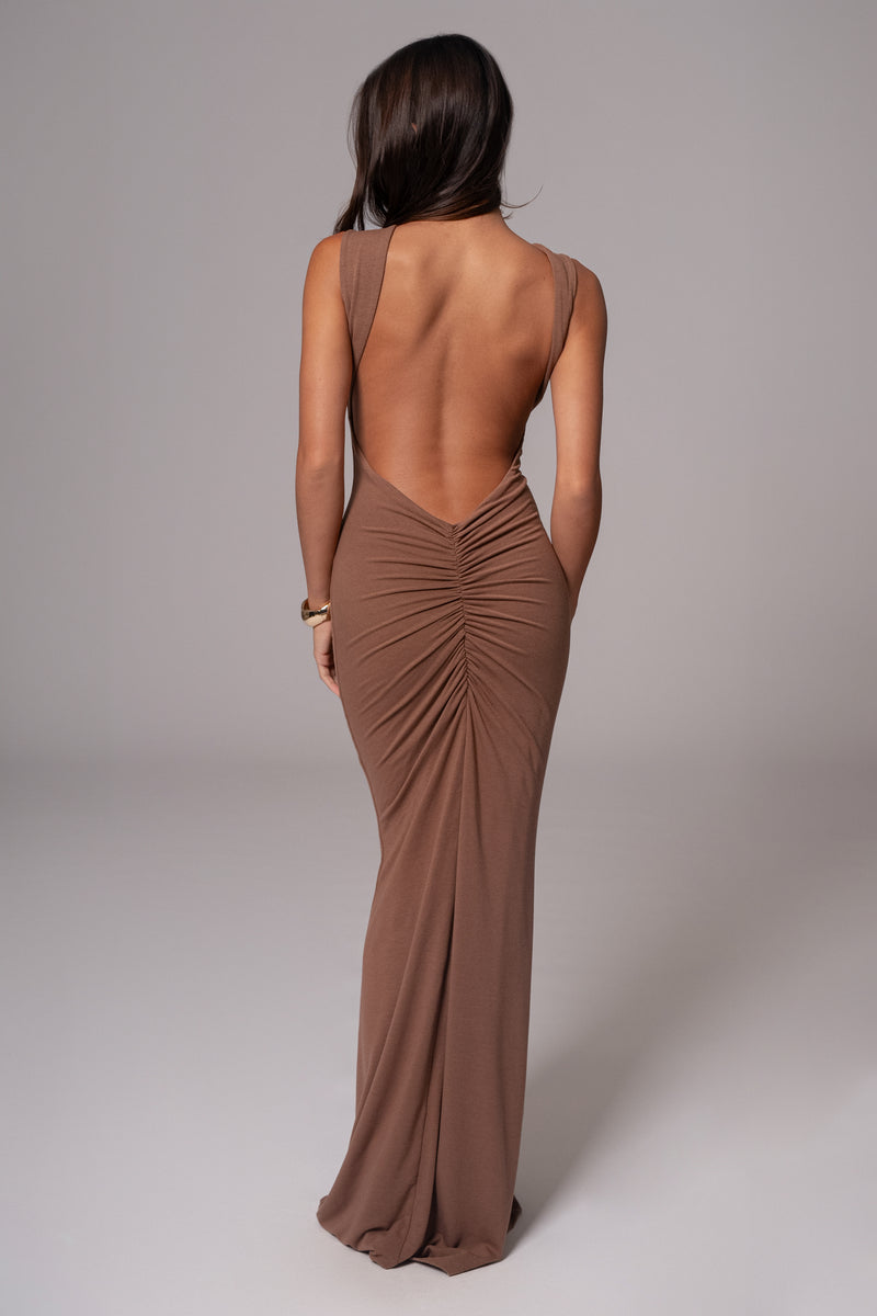 Pecan JLUXBASIX FRONT AND CENTER MAXI DRESS