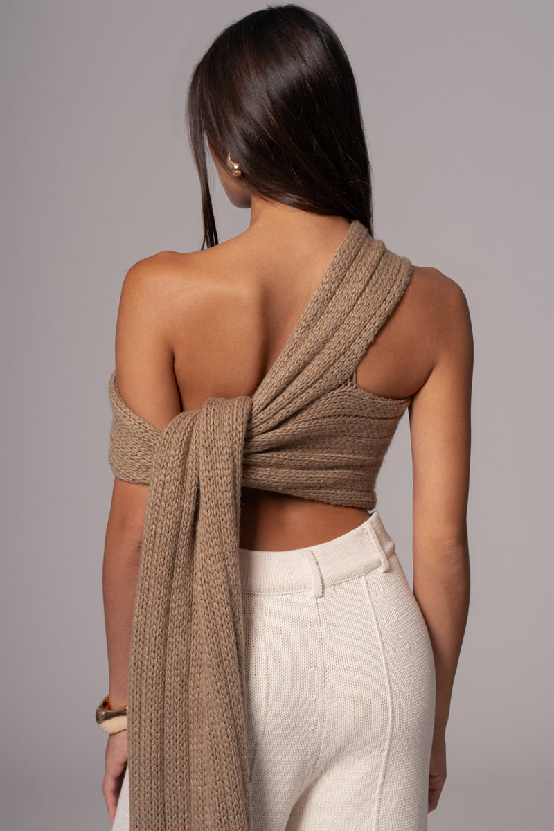 Pull en maille torsadée taupe Soft Life