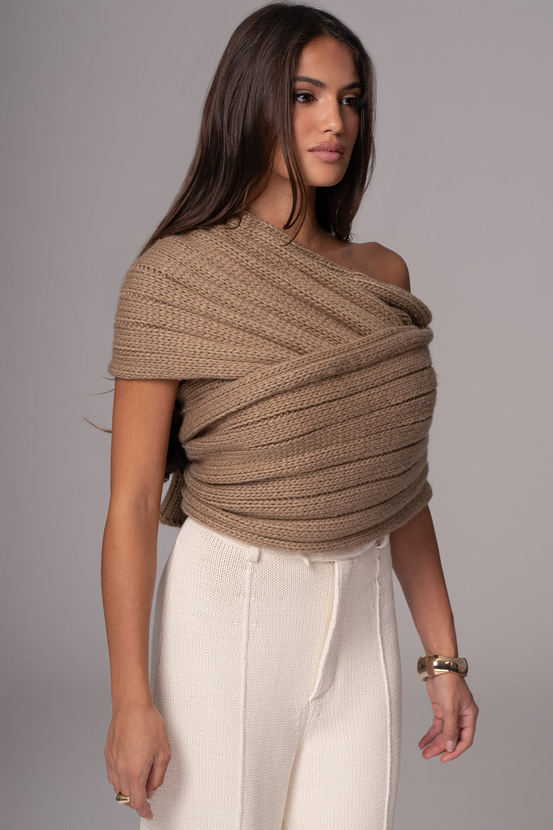 Pull en maille torsadée taupe Soft Life