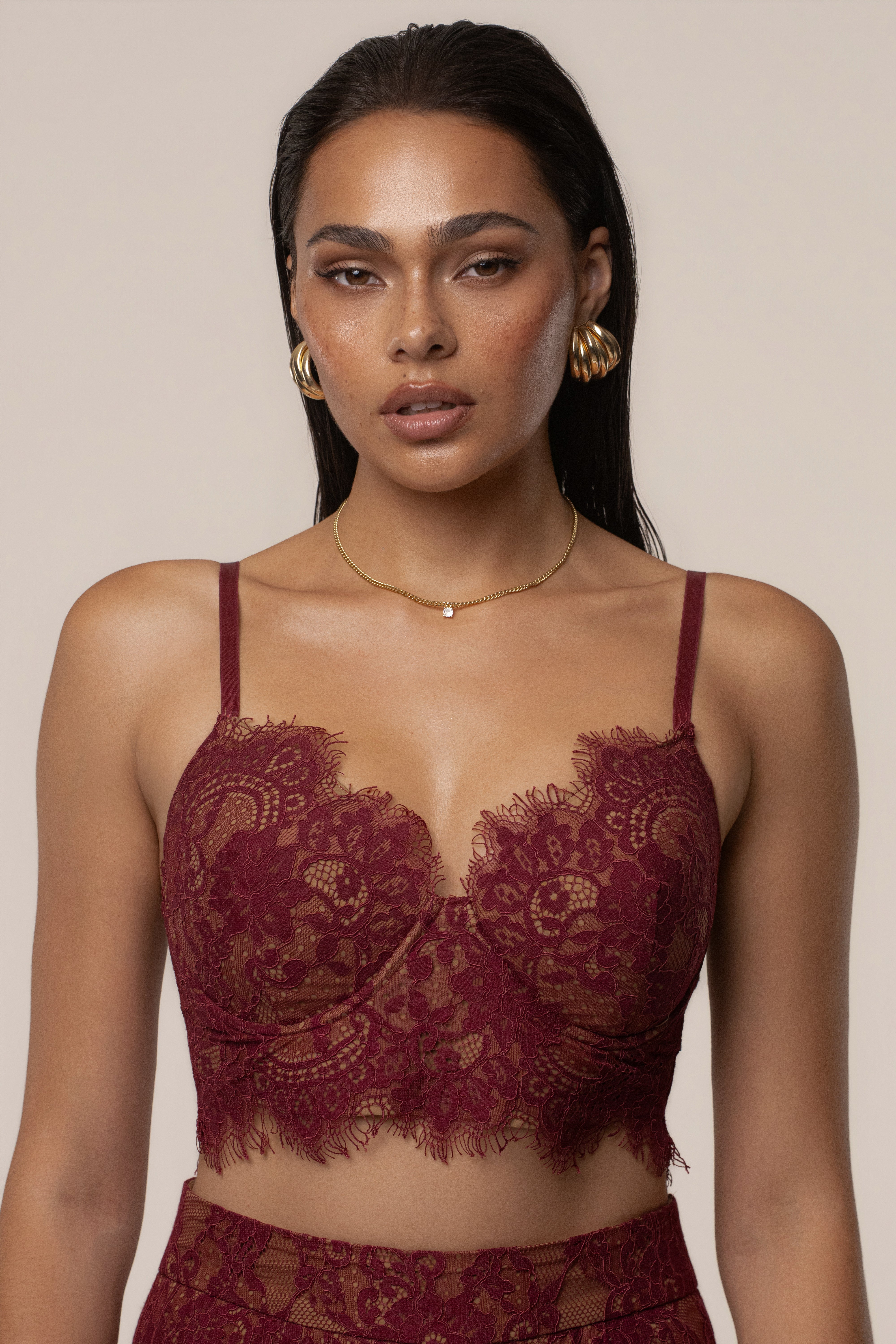 Burgundy Forever Crush Lace Top