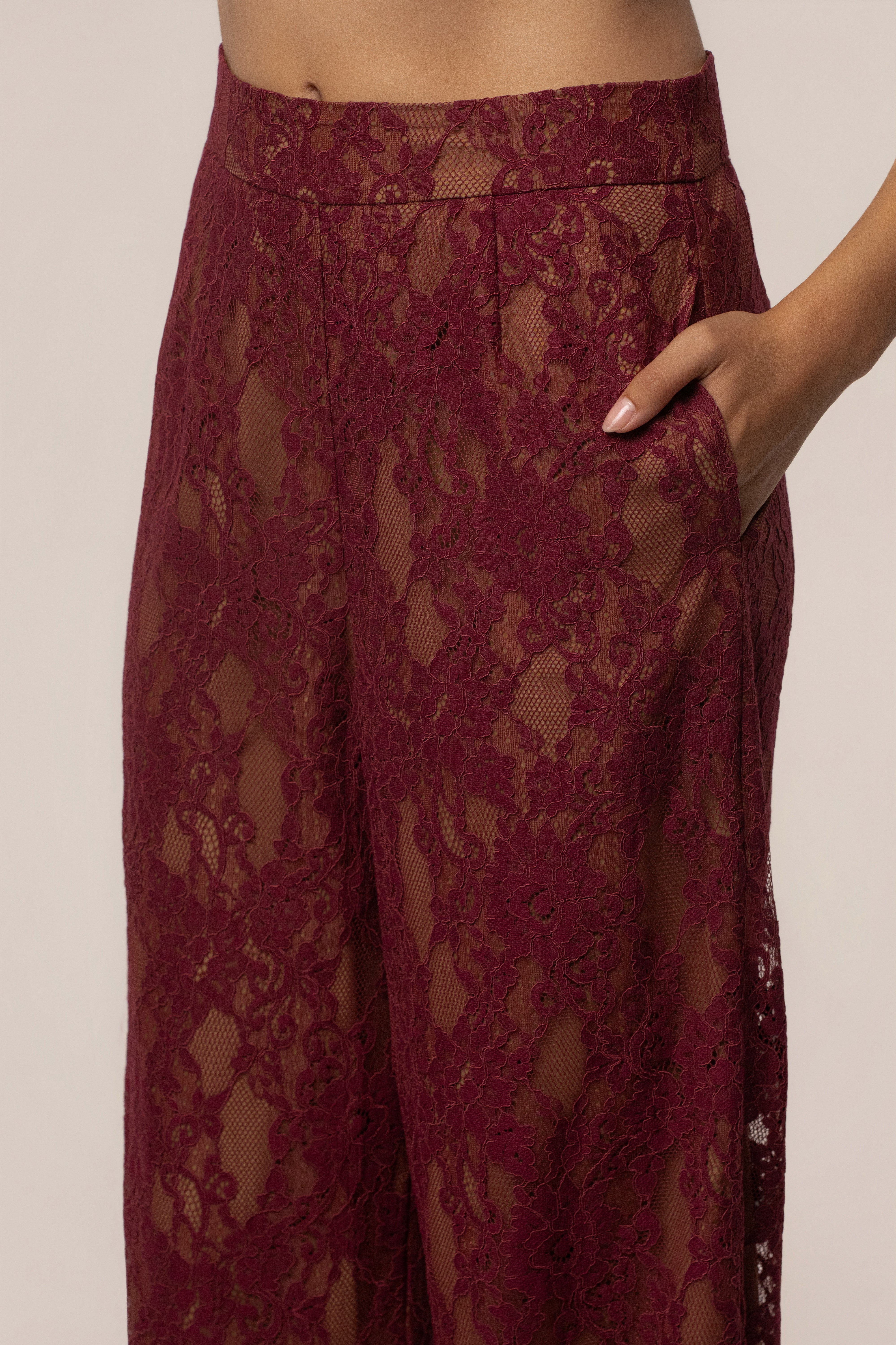 Burgundy Forever Crush Lace Pant