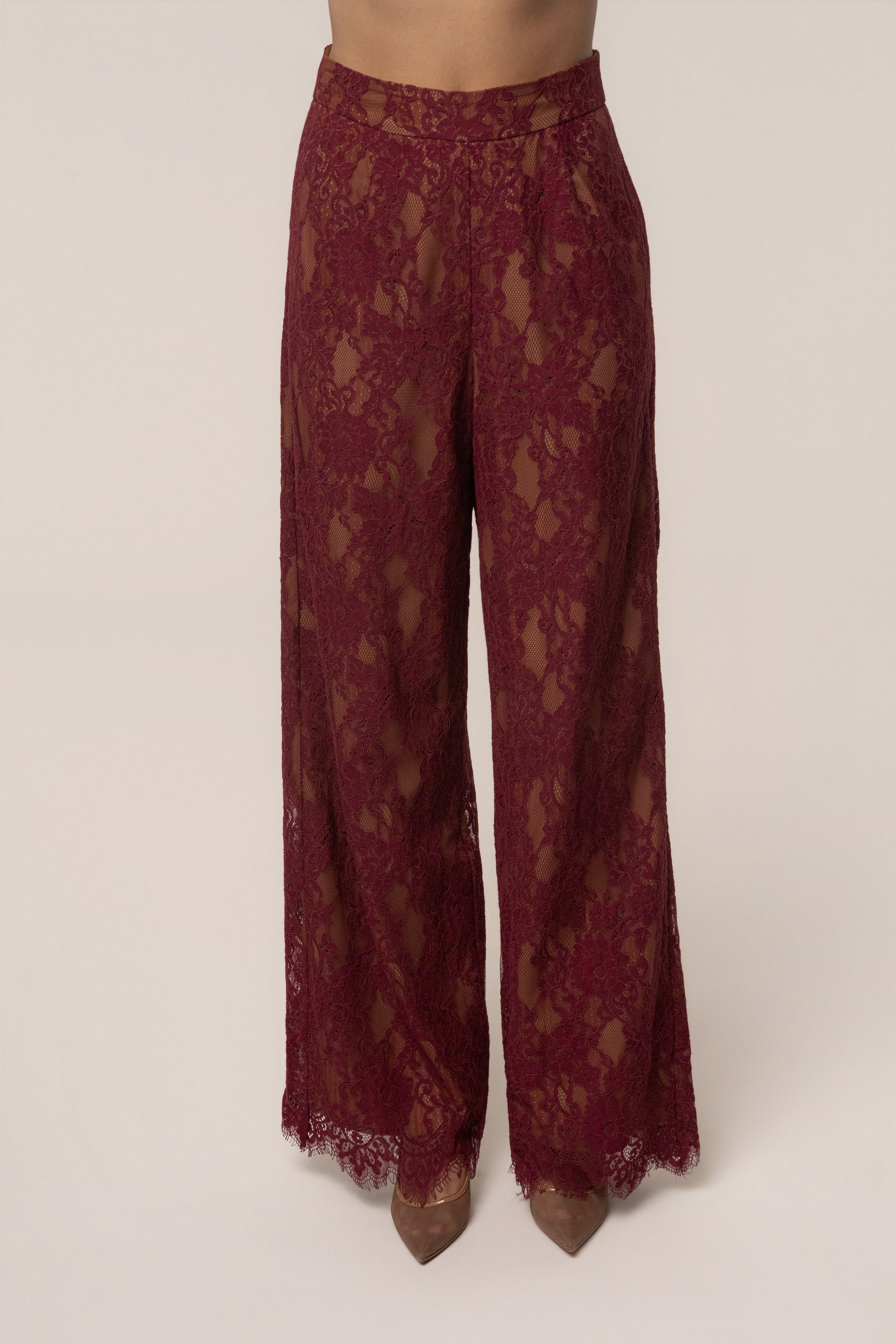 Burgundy Forever Crush Lace Pant
