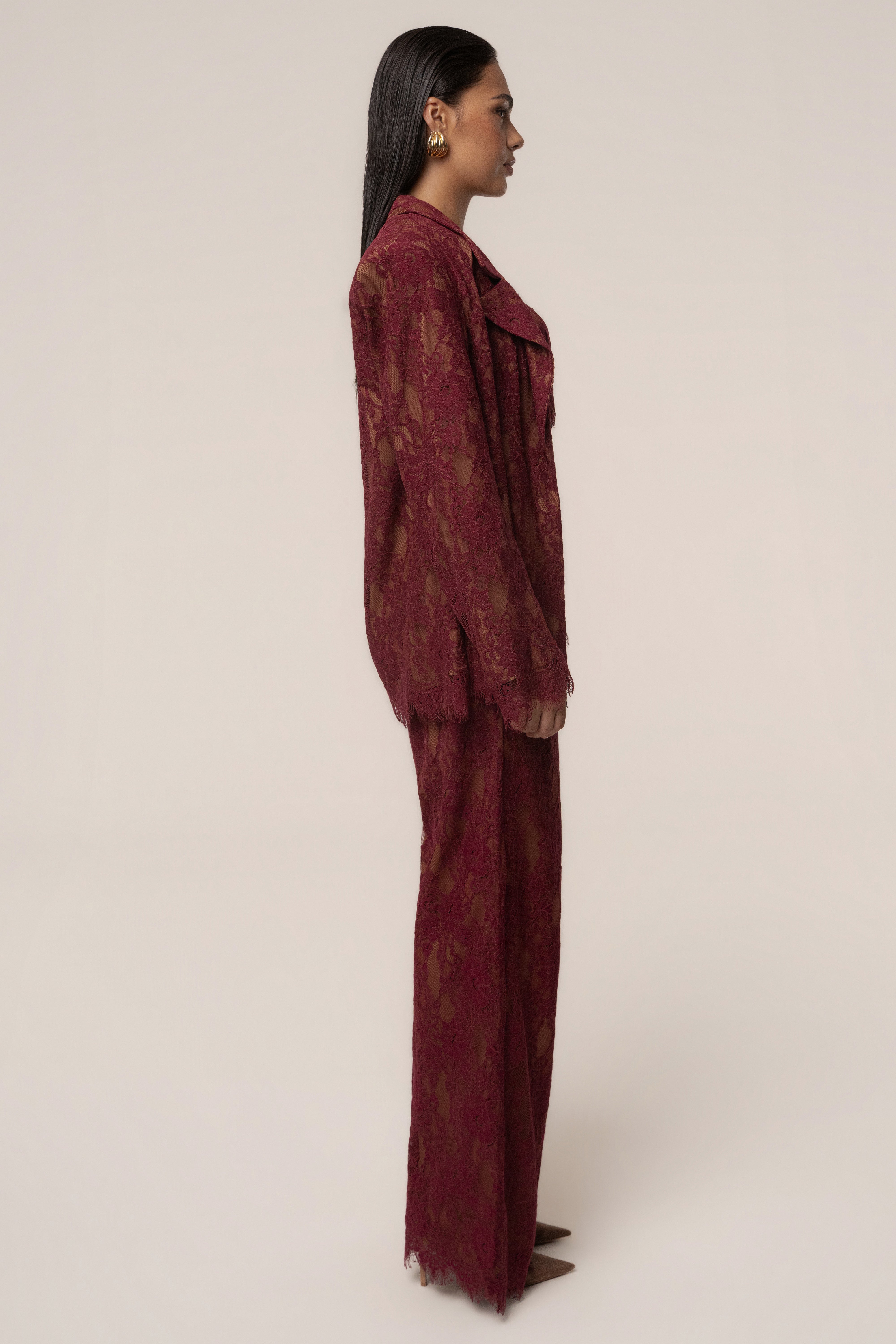 Burgundy Lace And Desire Blazer