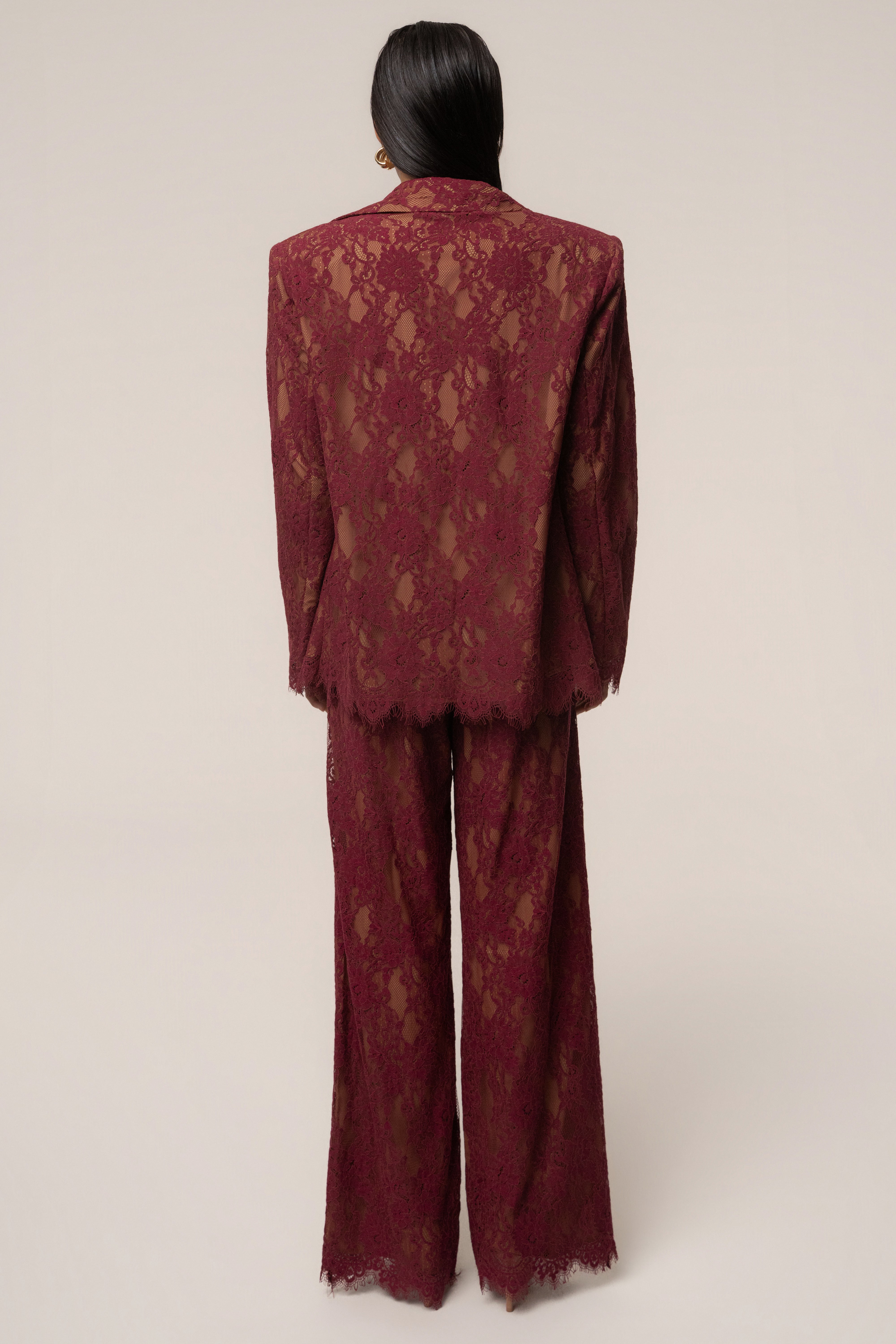 Burgundy Lace And Desire Blazer