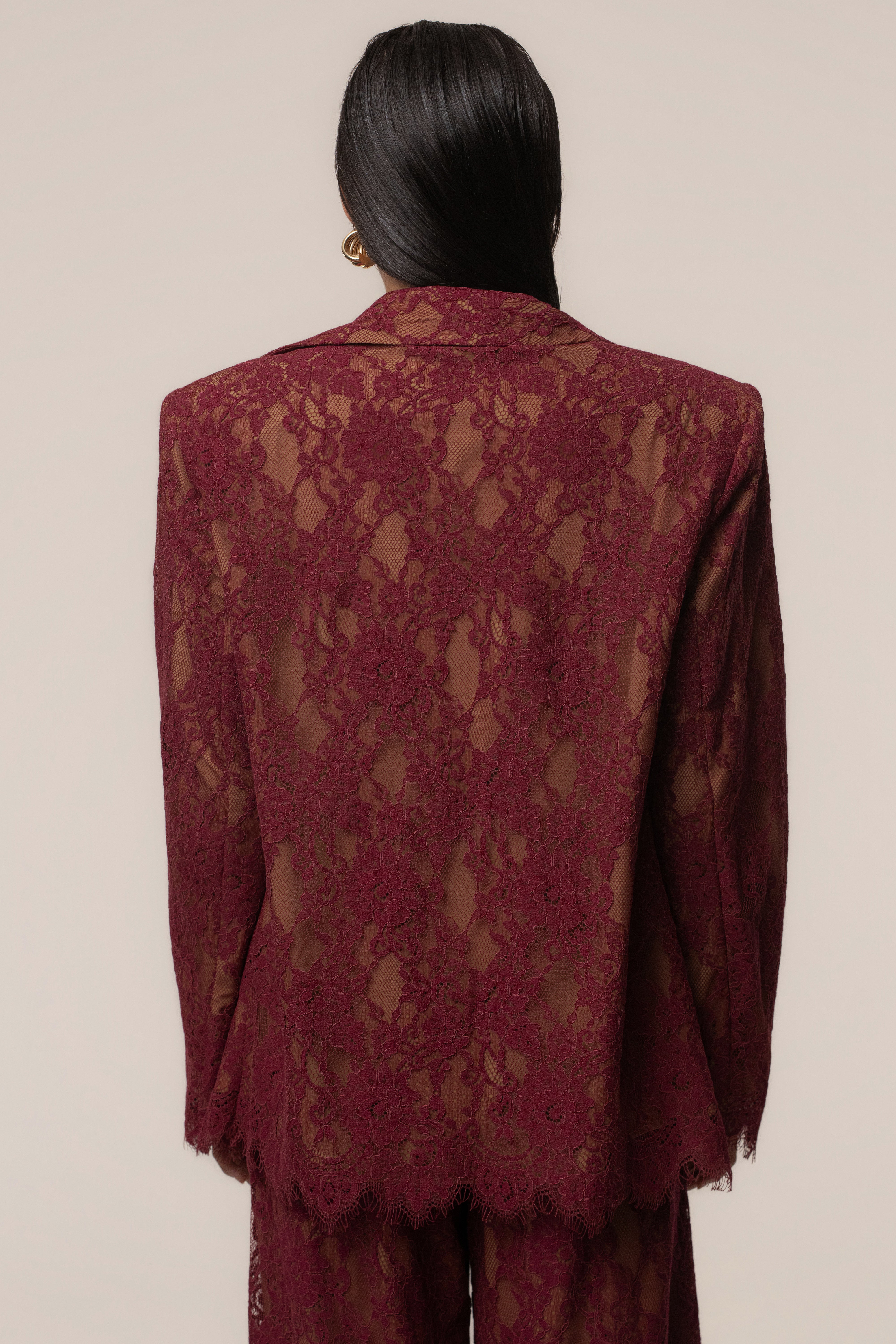 Burgundy Lace And Desire Blazer