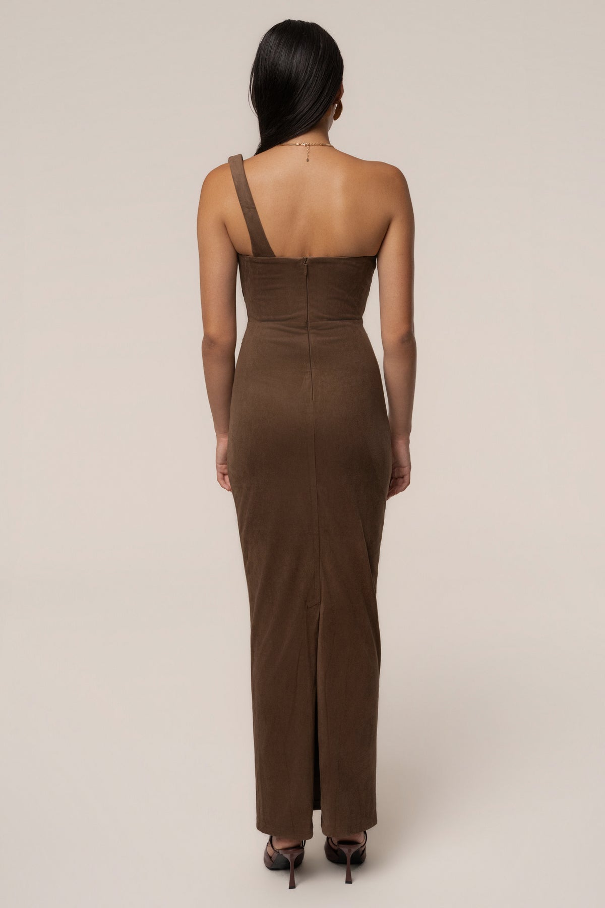 Chocolate Monte Carlo Suede Maxi Dress