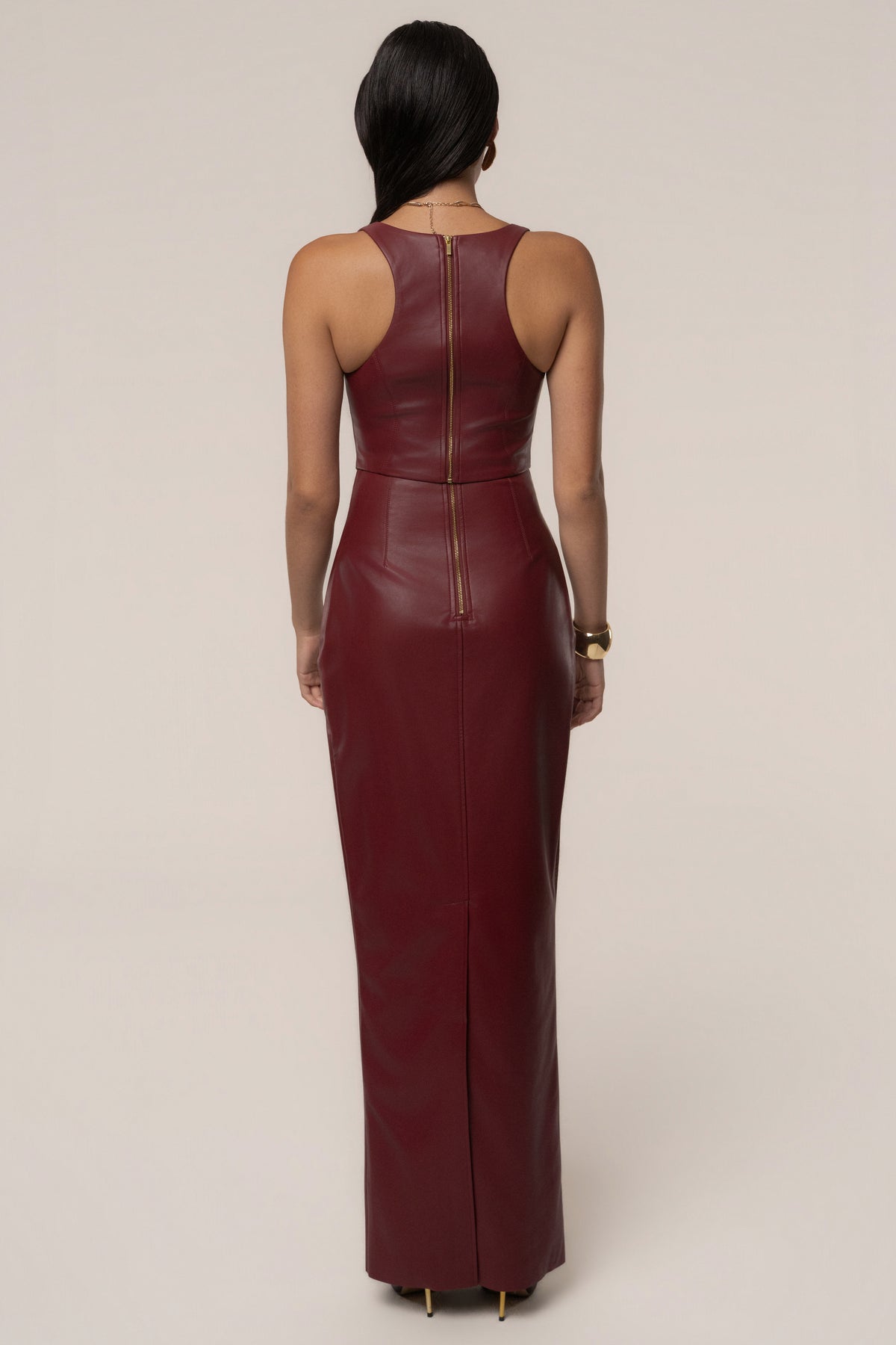 Burgundy Tate PU Leather Top