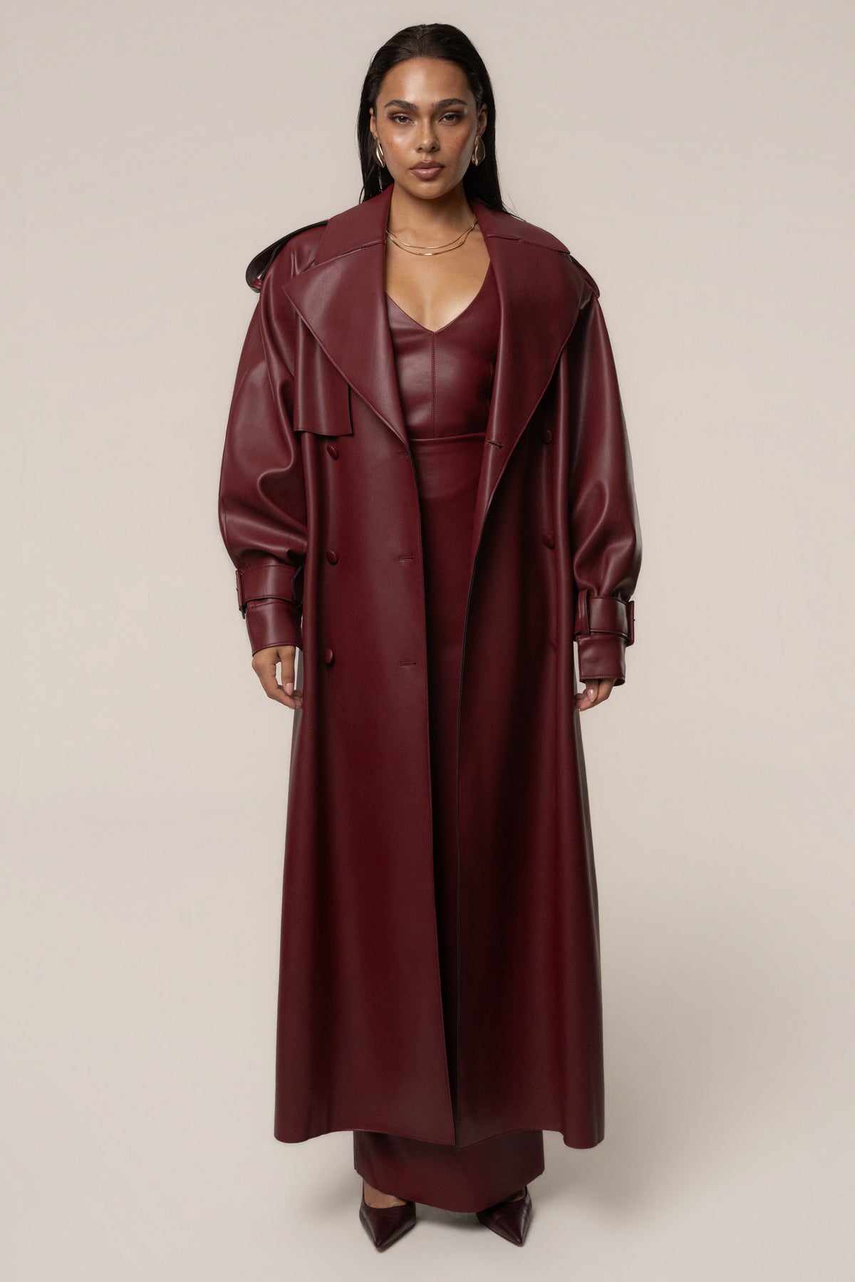 PRE-ORDER Burgundy The Icon PU Leather Coat