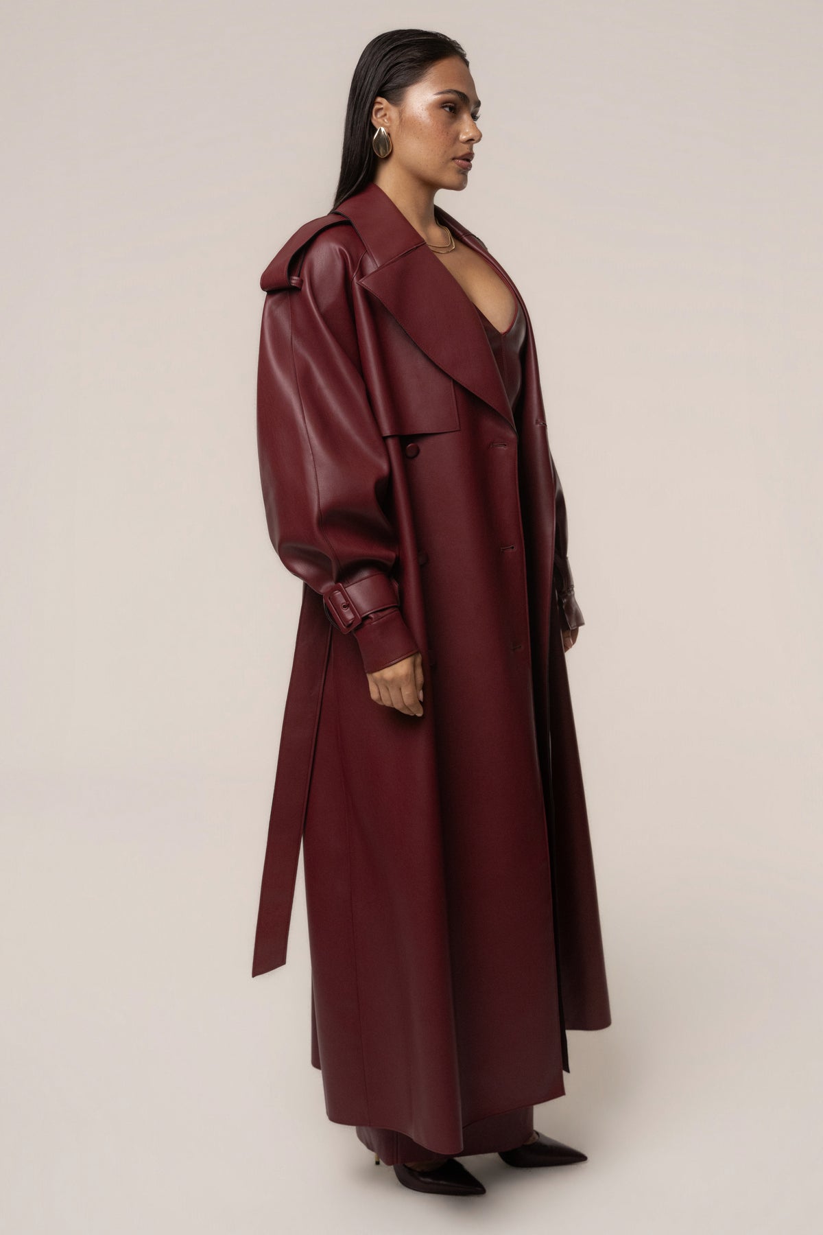 PRE-ORDER Burgundy The Icon PU Leather Coat