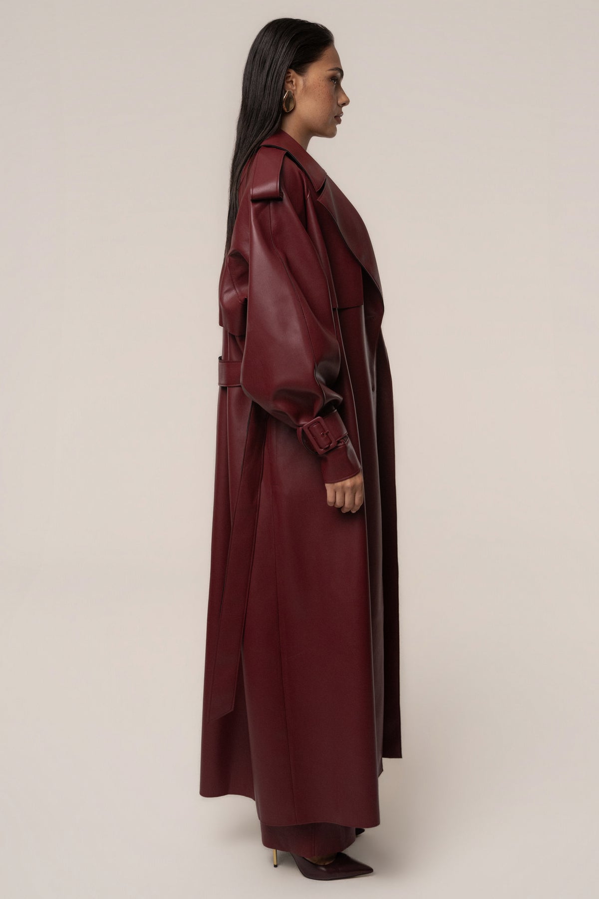 PRE-ORDER Burgundy The Icon PU Leather Coat