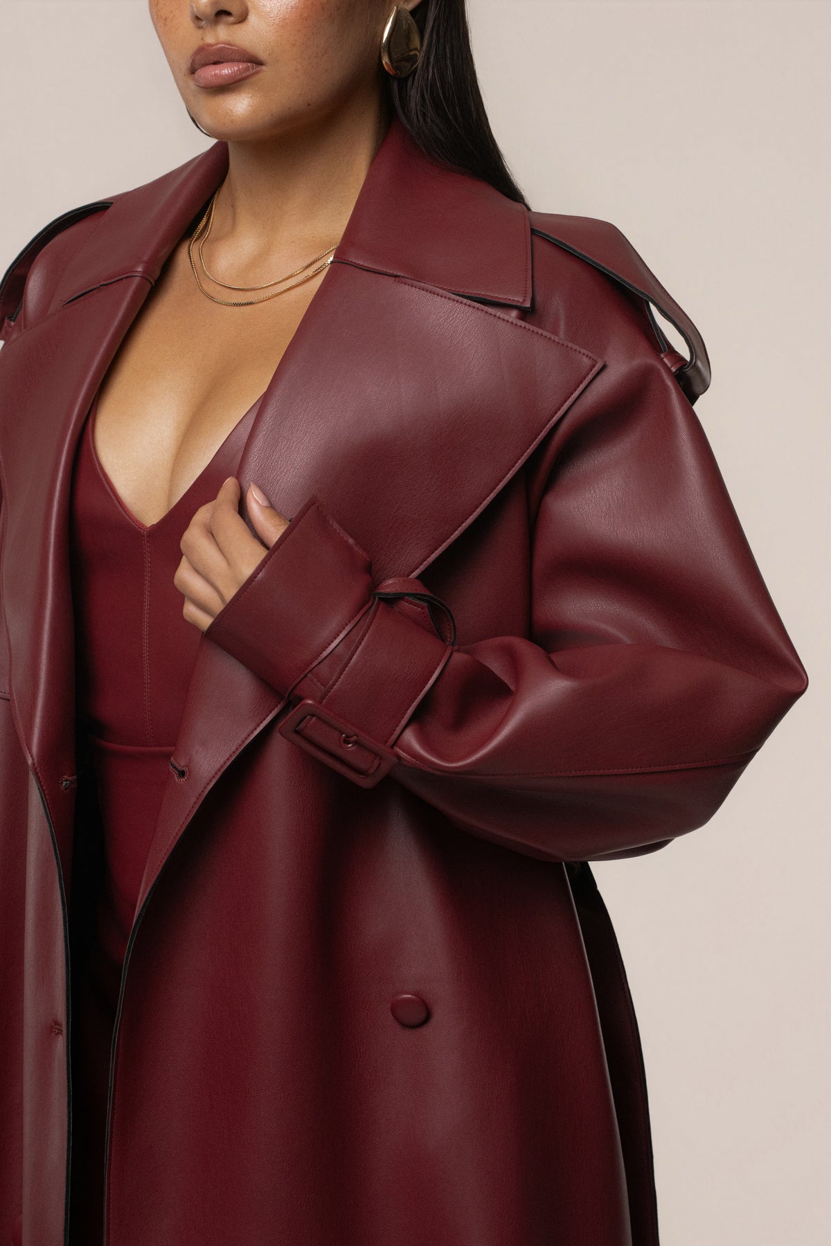 PRE-ORDER Burgundy The Icon PU Leather Coat