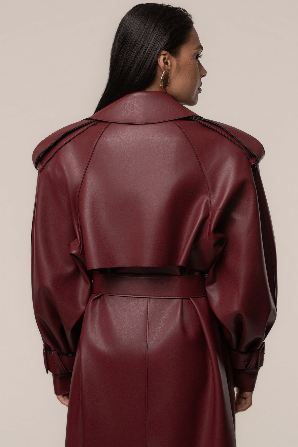 PRE-ORDER Burgundy The Icon PU Leather Coat