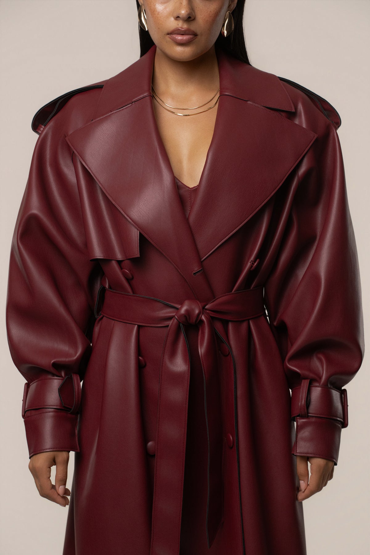 PRE-ORDER Burgundy The Icon PU Leather Coat