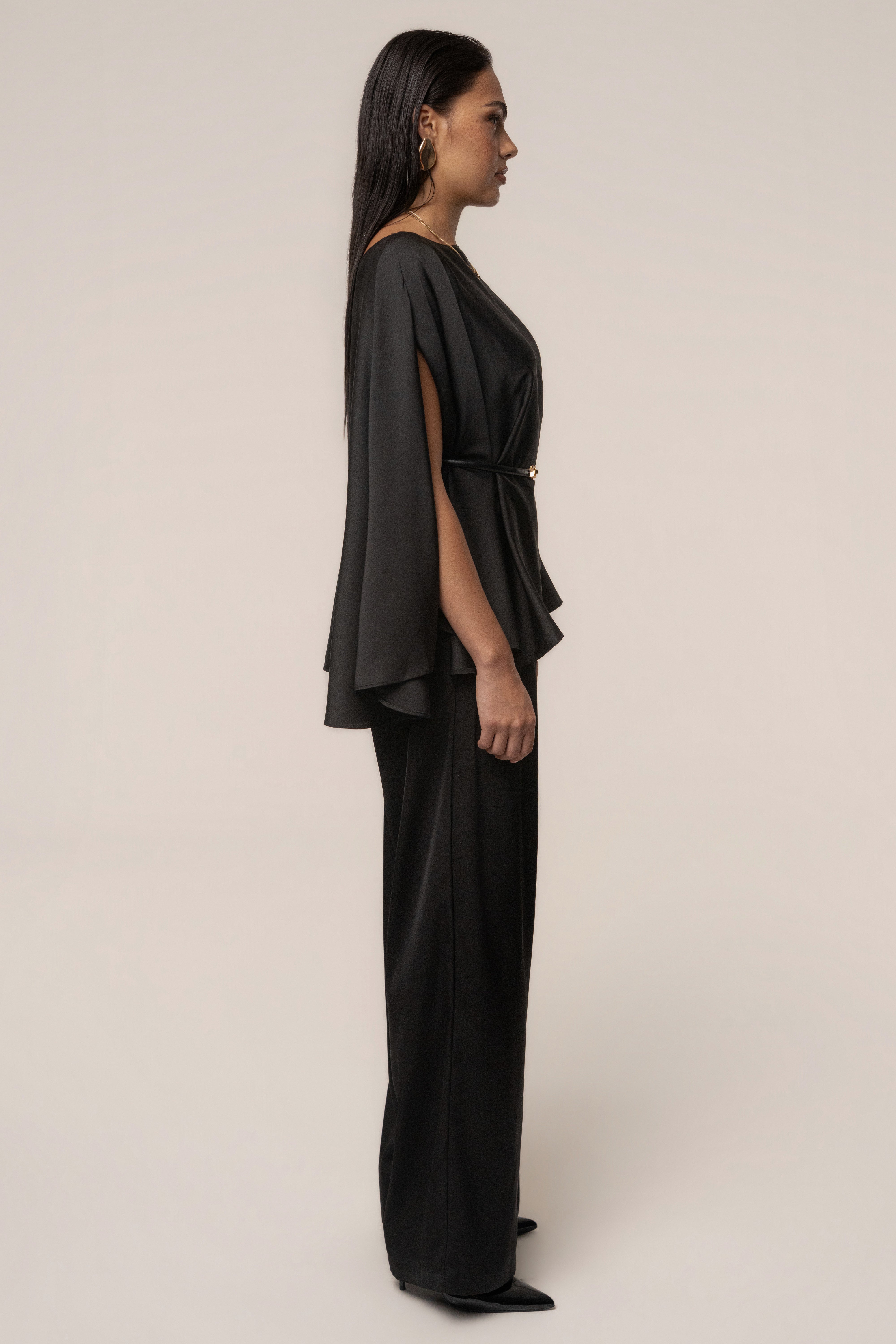 Black Power & Poise Satin Pant Set