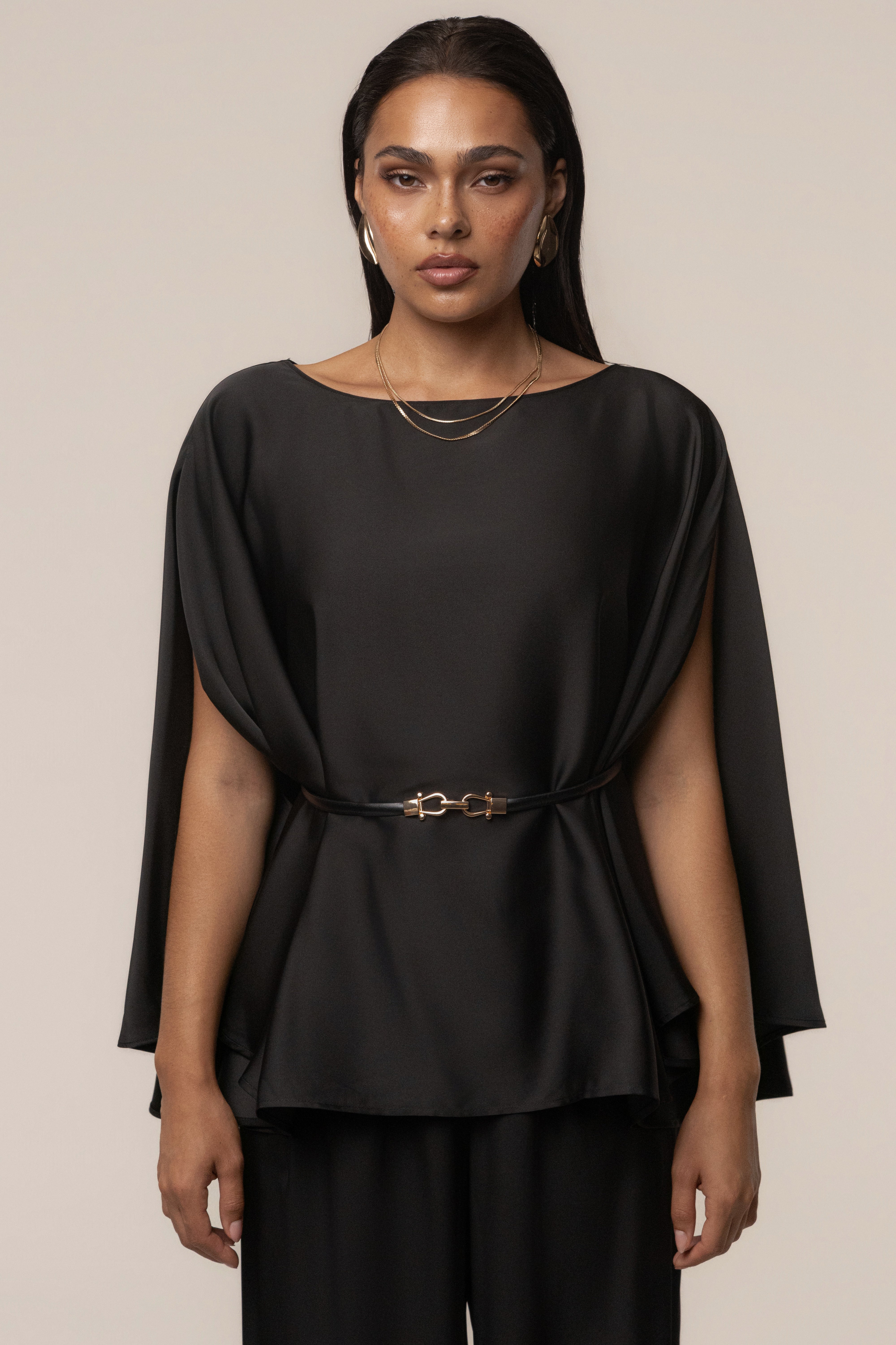 Black Power & Poise Satin Pant Set