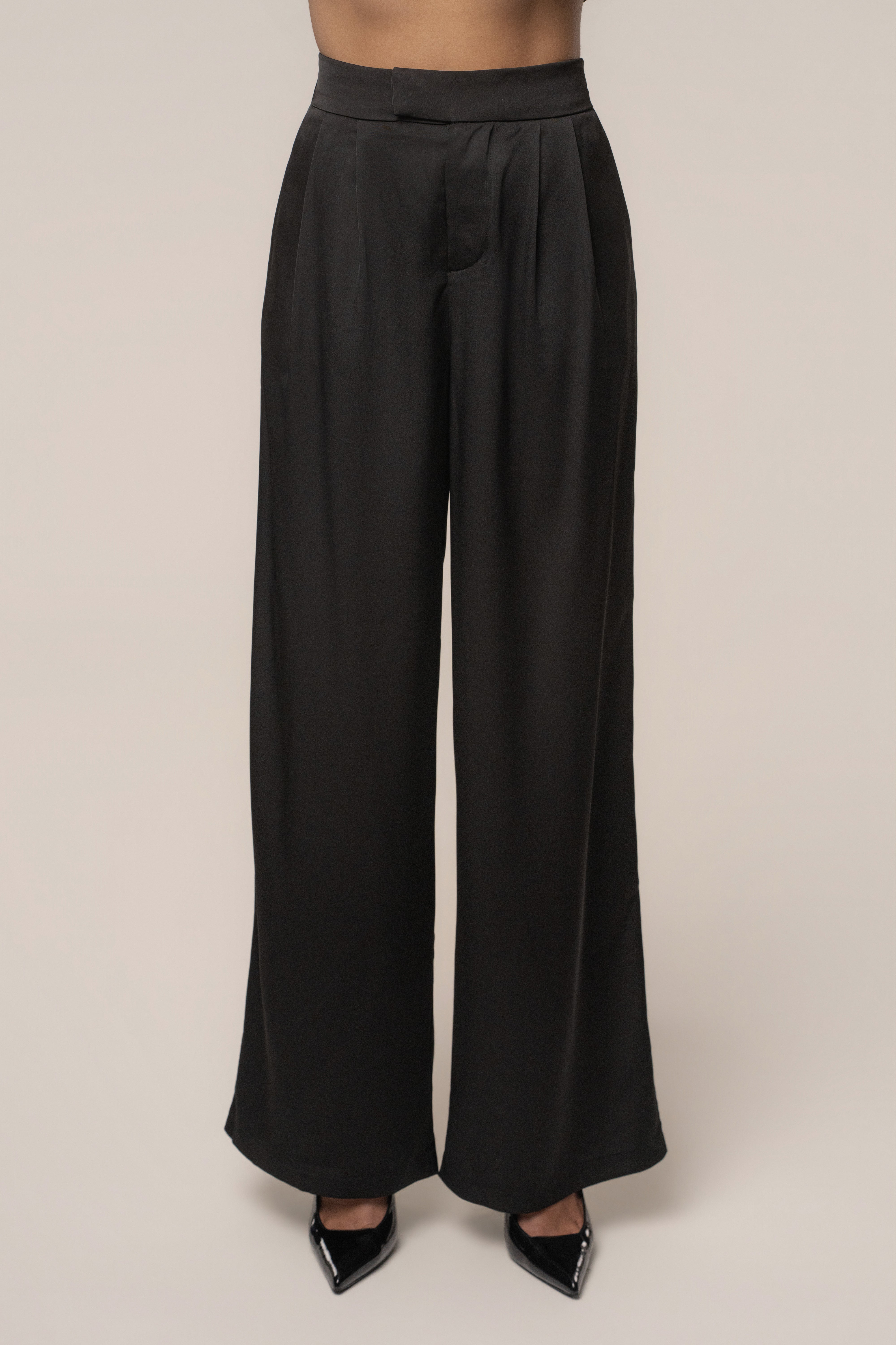 Black Power & Poise Satin Pant Set
