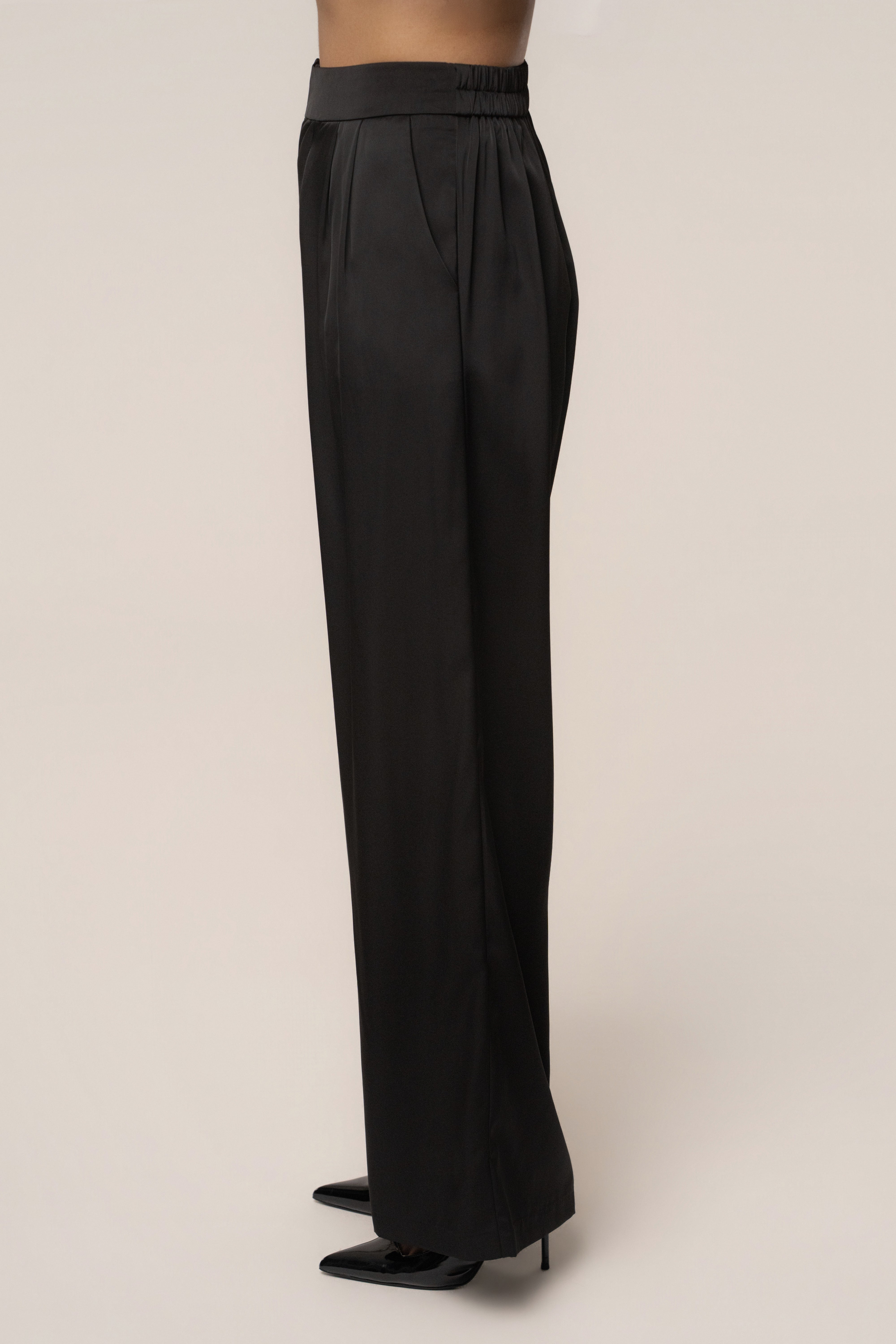 Black Power & Poise Satin Pant Set