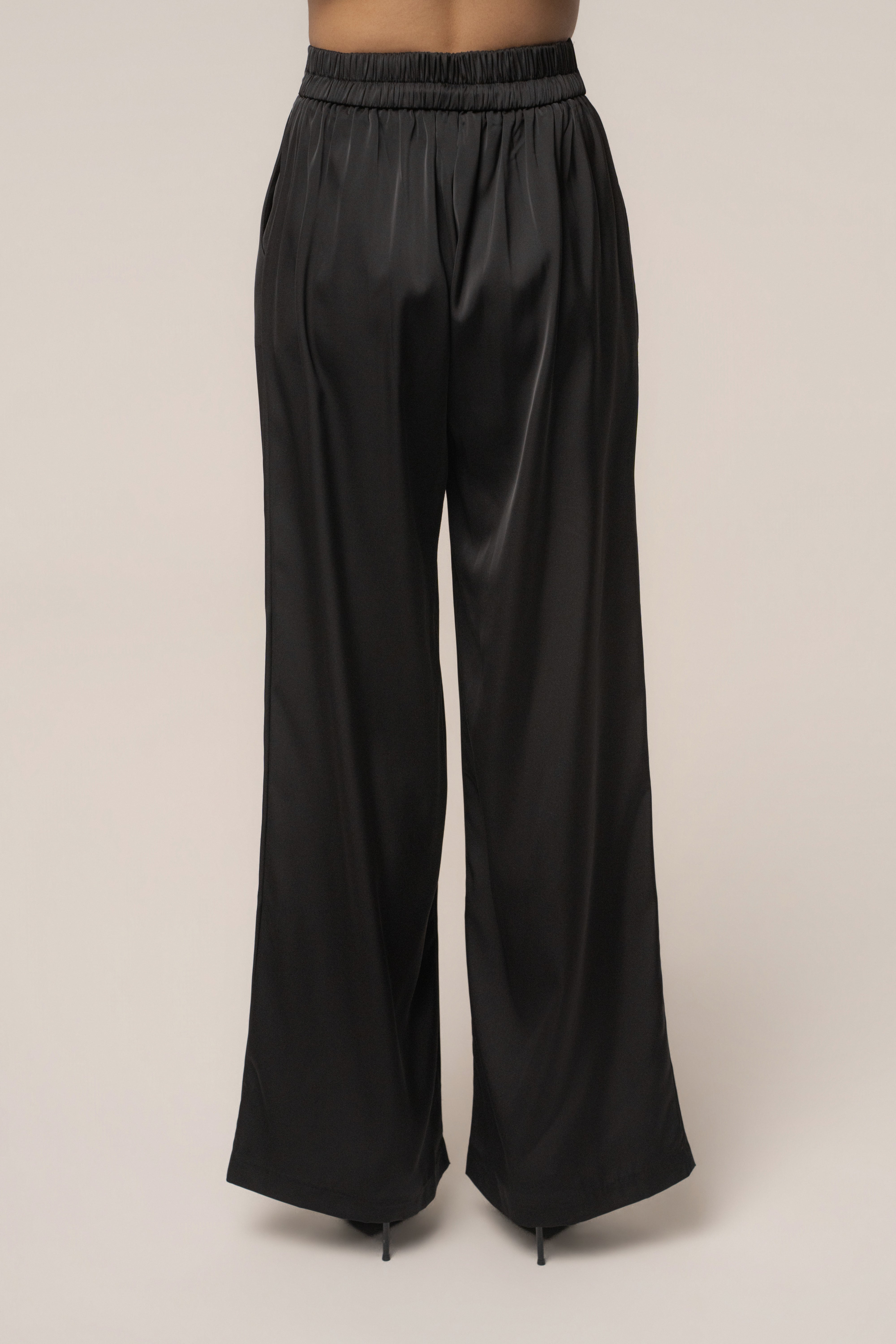 Black Power & Poise Satin Pant Set