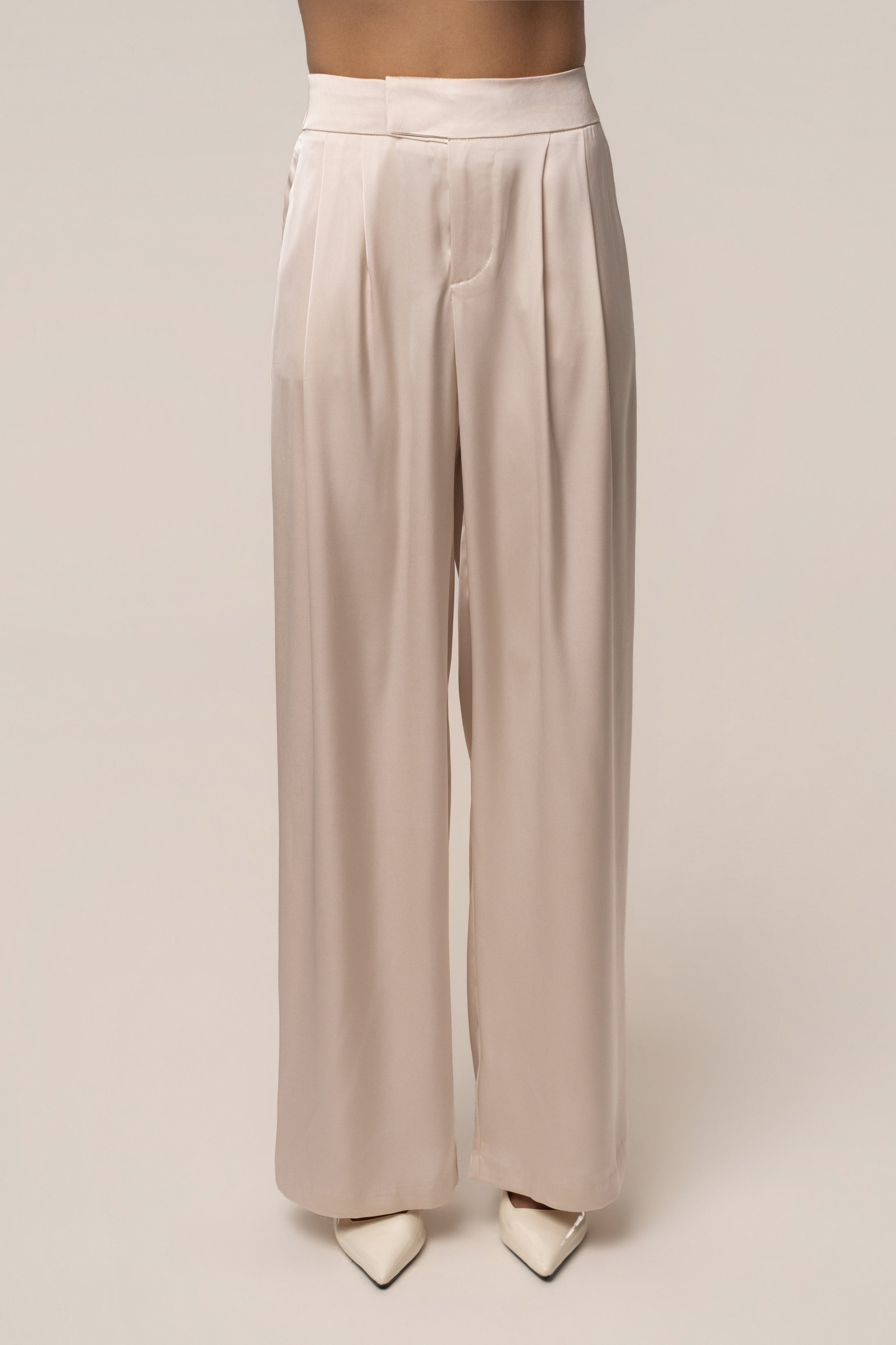 Champagne Power & Poise Satin Pant Set